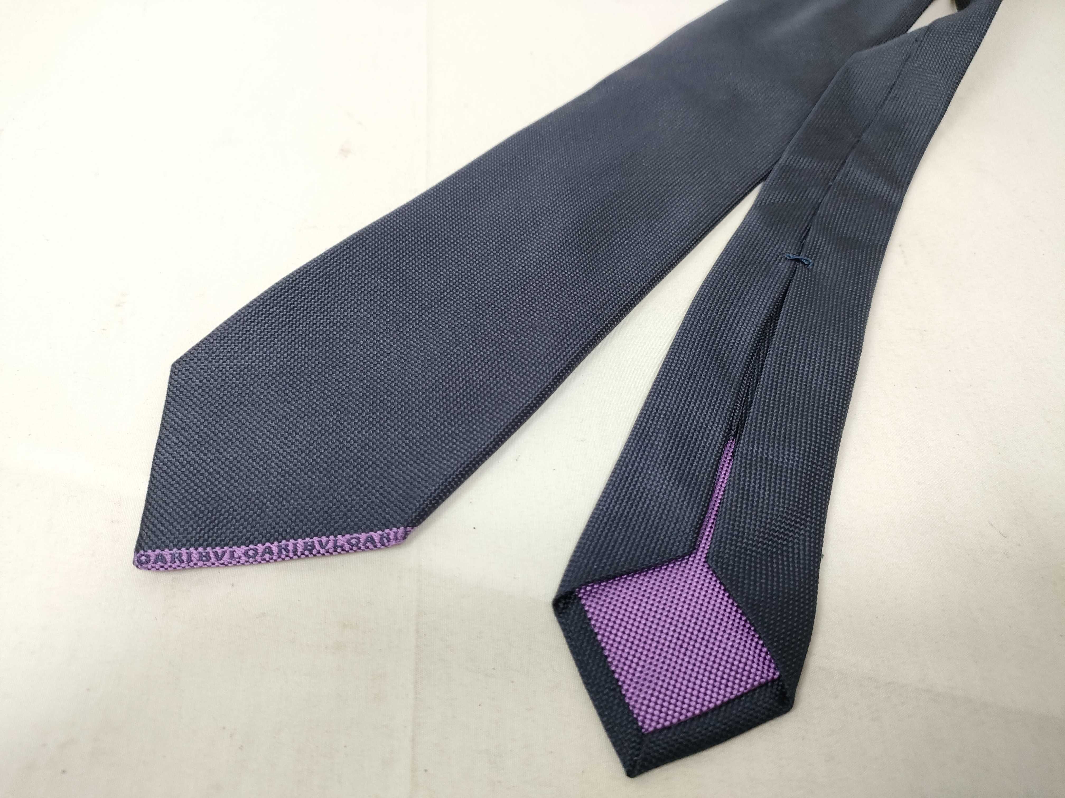 Bvlgari Navy Blue Textured Silk Necktie
