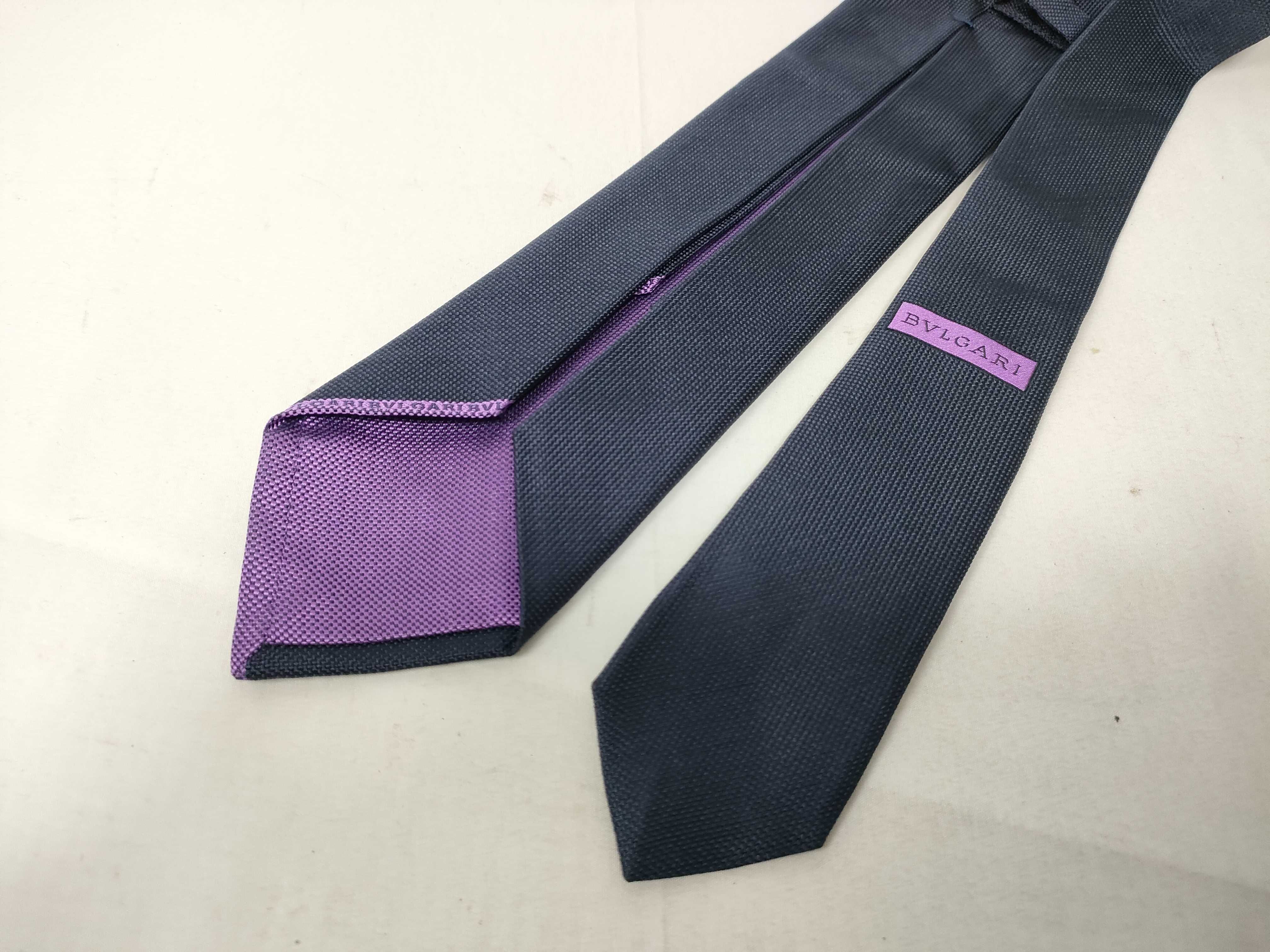 Bvlgari Navy Blue Textured Silk Necktie