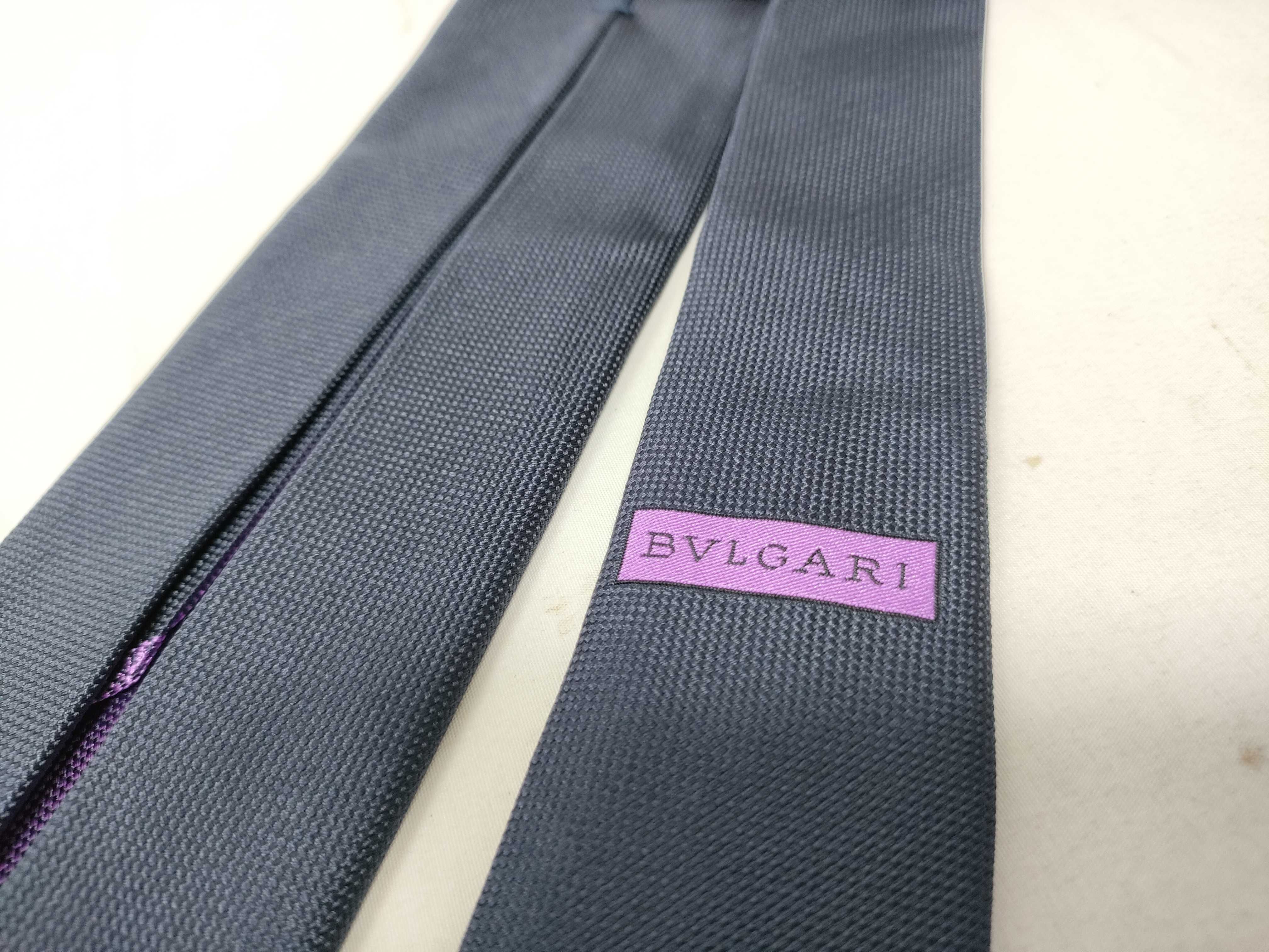 Bvlgari Navy Blue Textured Silk Necktie