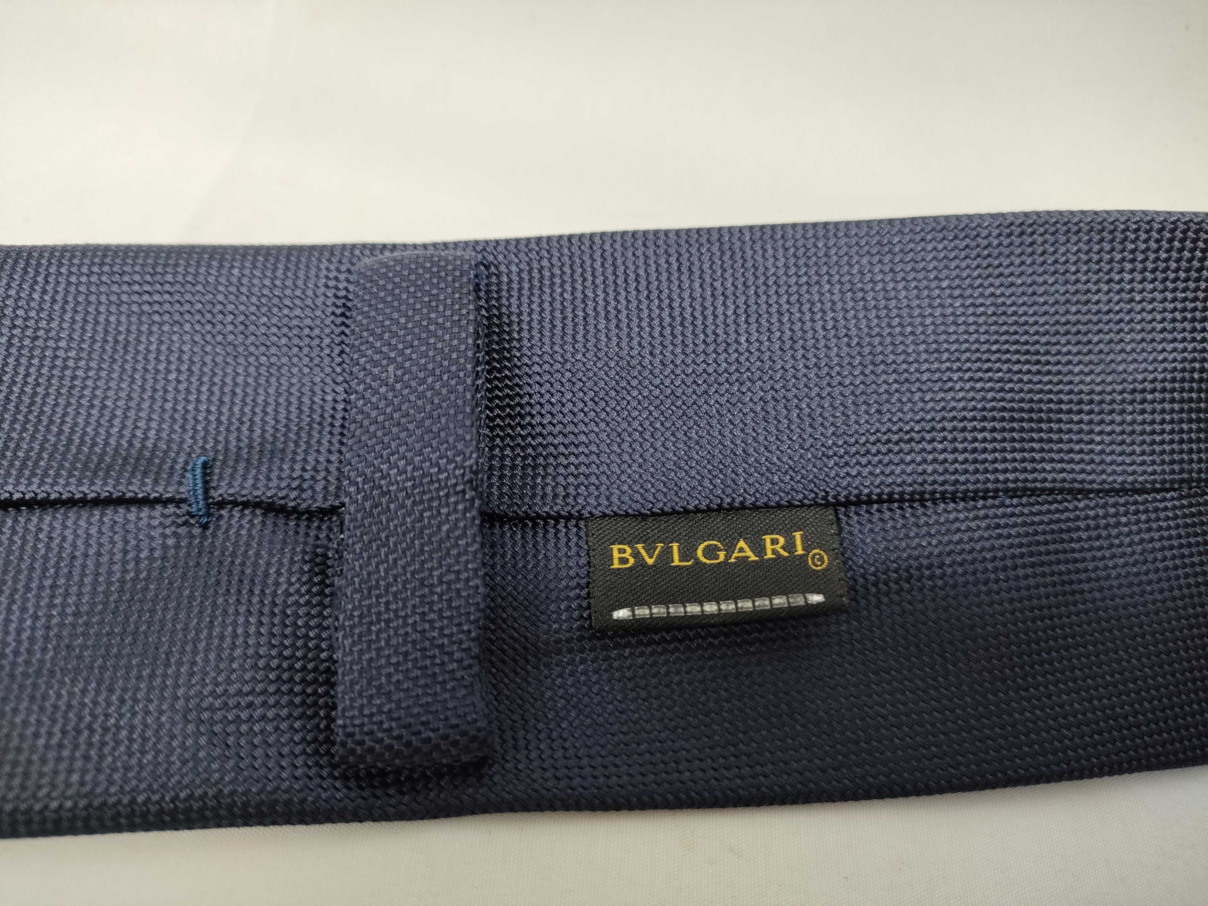 Bvlgari Navy Blue Textured Silk Necktie