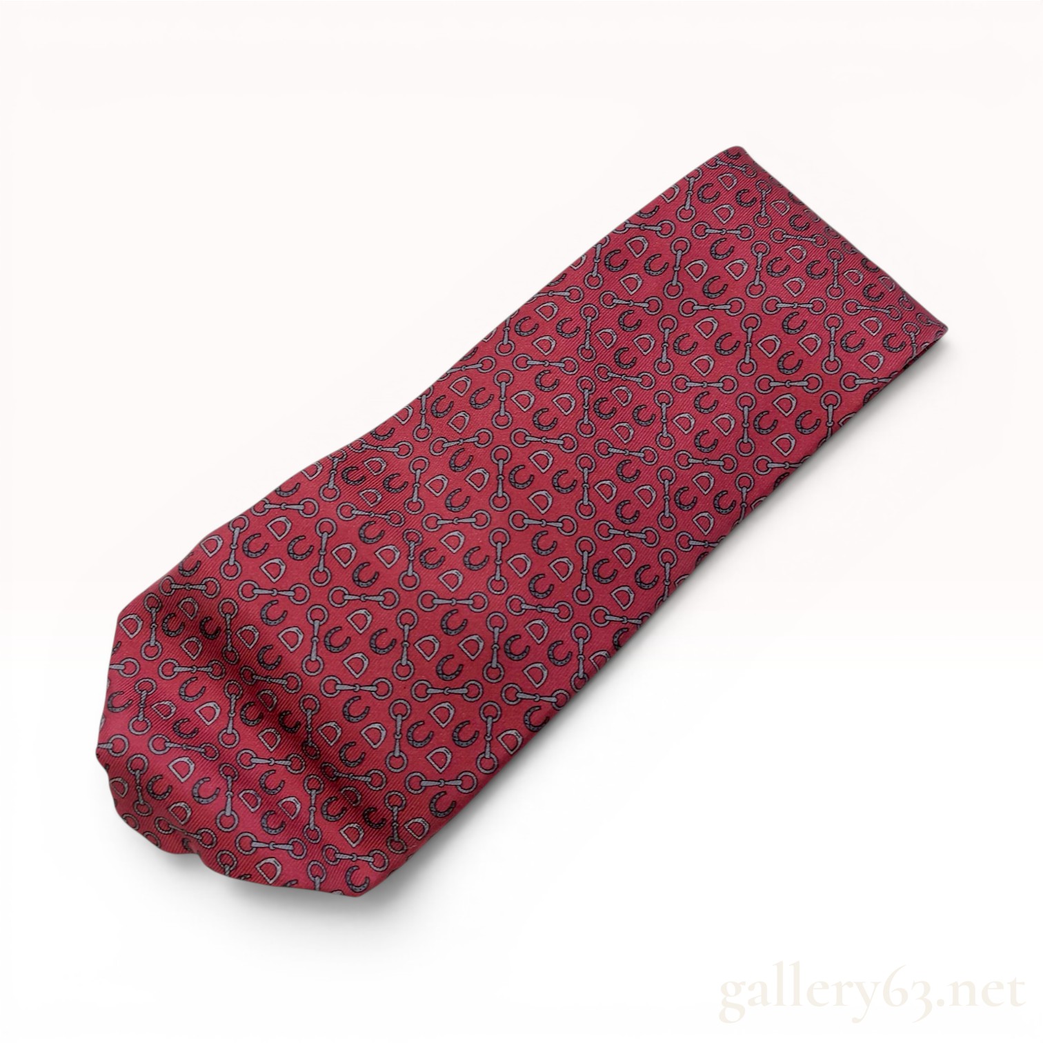 Hermes Red Silk Equestrian Pattern Necktie Reference 606053 OA