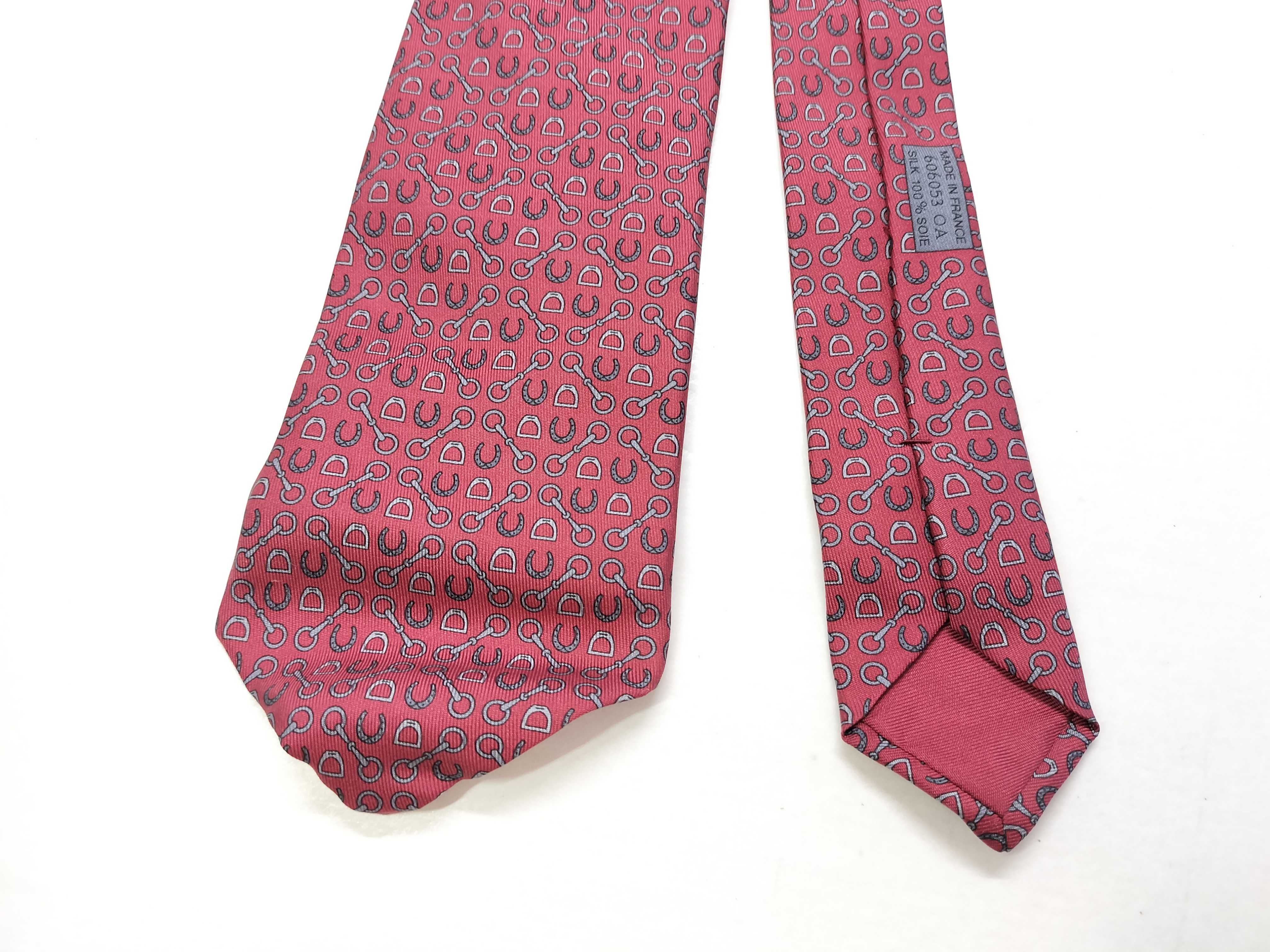 Hermes Red Silk Equestrian Pattern Necktie Reference 606053 OA