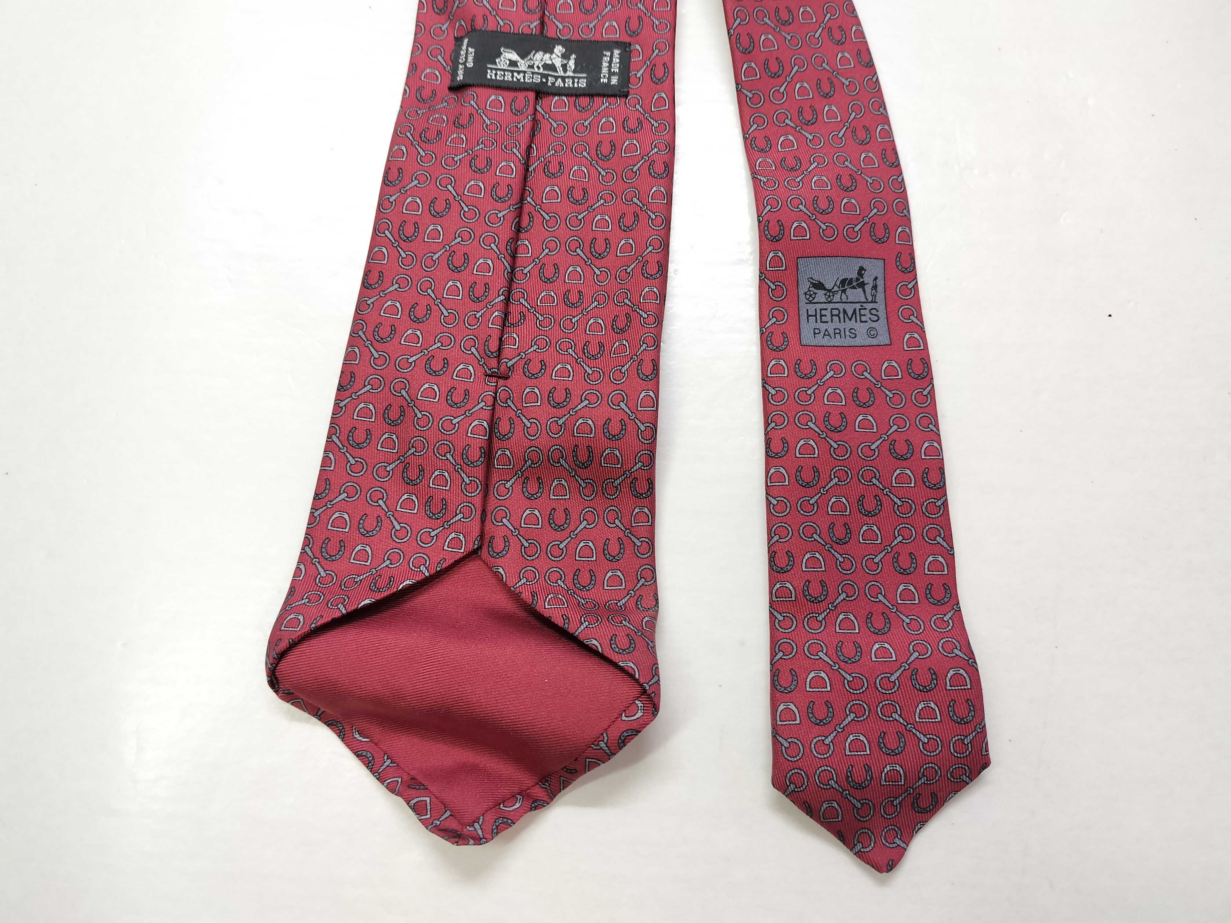 Hermes Red Silk Equestrian Pattern Necktie Reference 606053 OA
