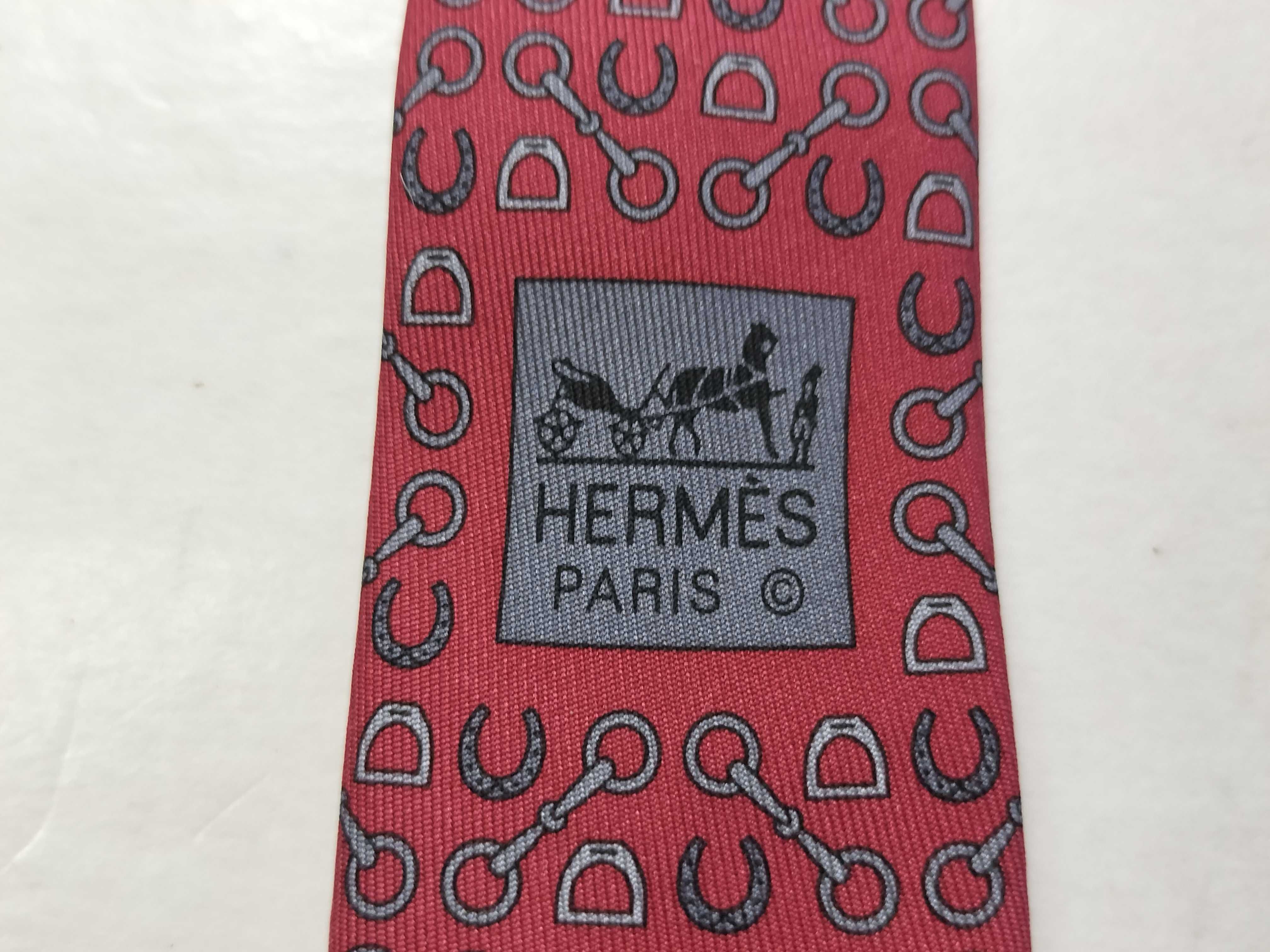 Hermes Red Silk Equestrian Pattern Necktie Reference 606053 OA