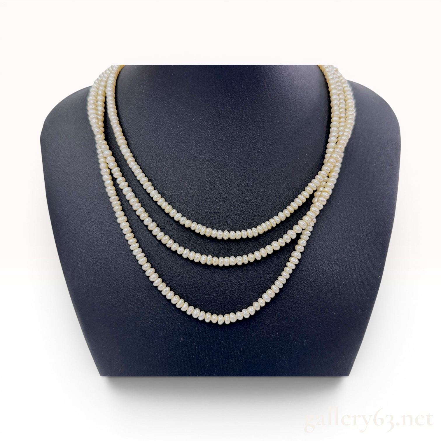 Triple-Strand Cultured Freshwater Pearl Necklace with Silver Clasp