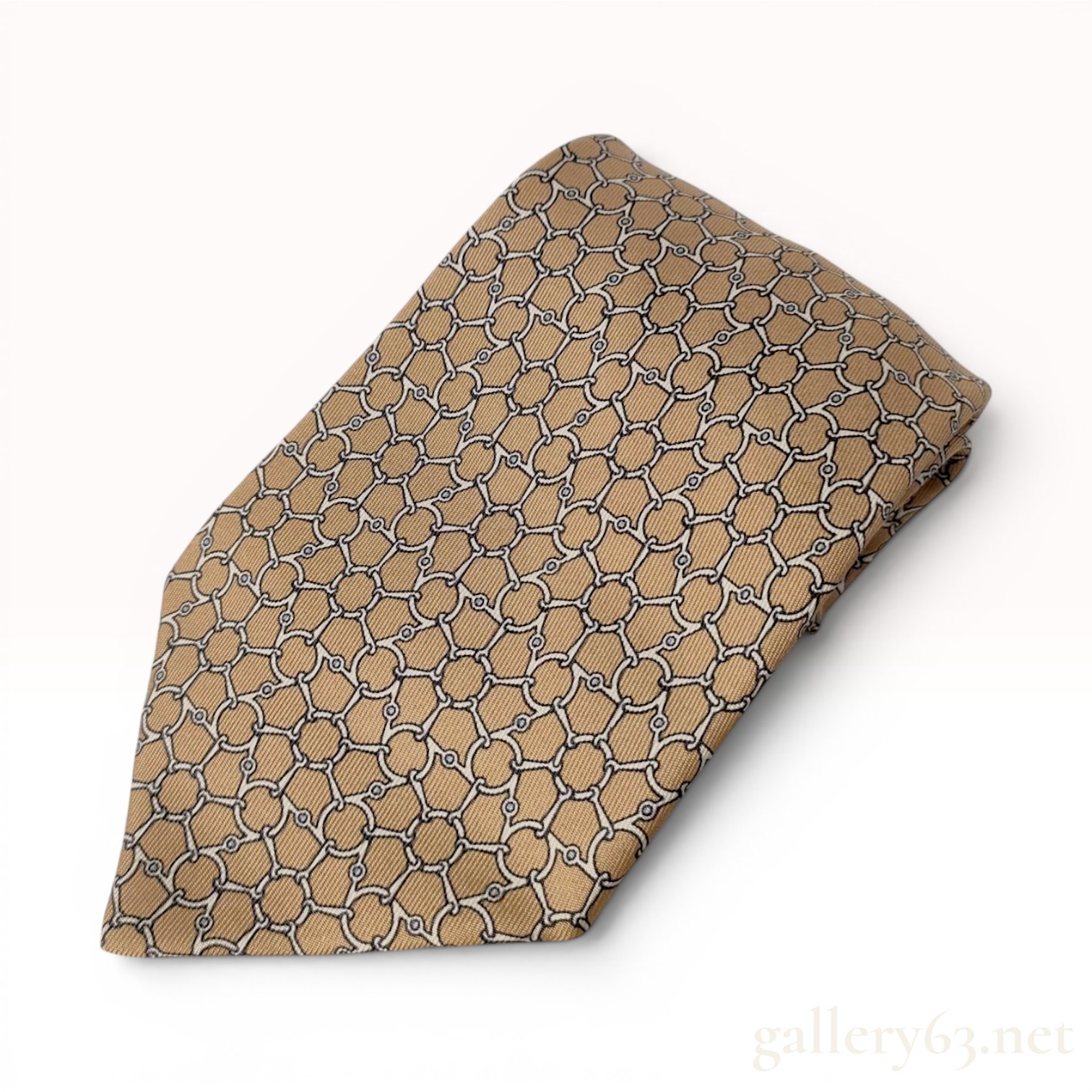 Hermes Equestrian Interlocking Bit Motif Silk Necktie