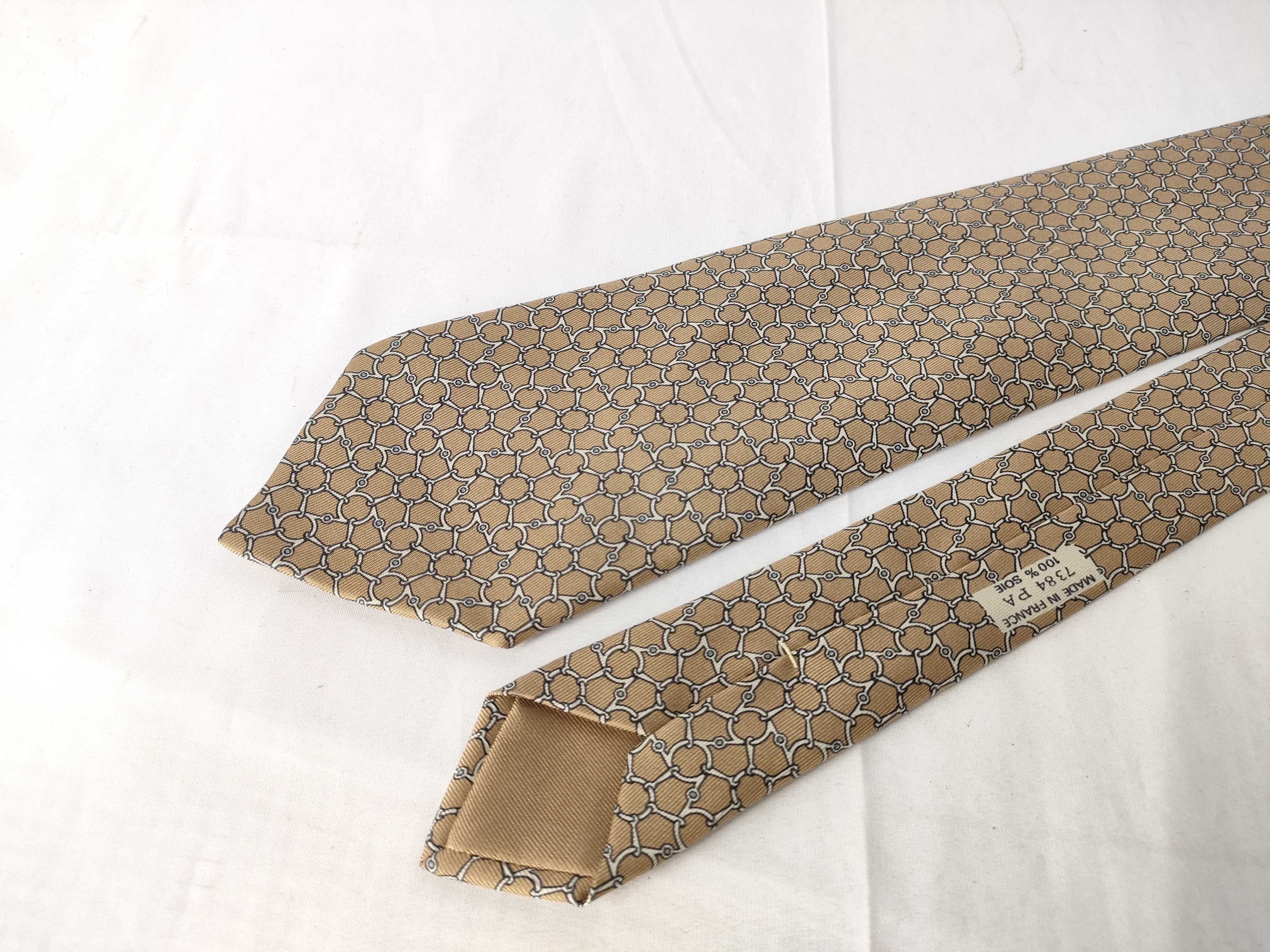 Hermes Equestrian Interlocking Bit Motif Silk Necktie