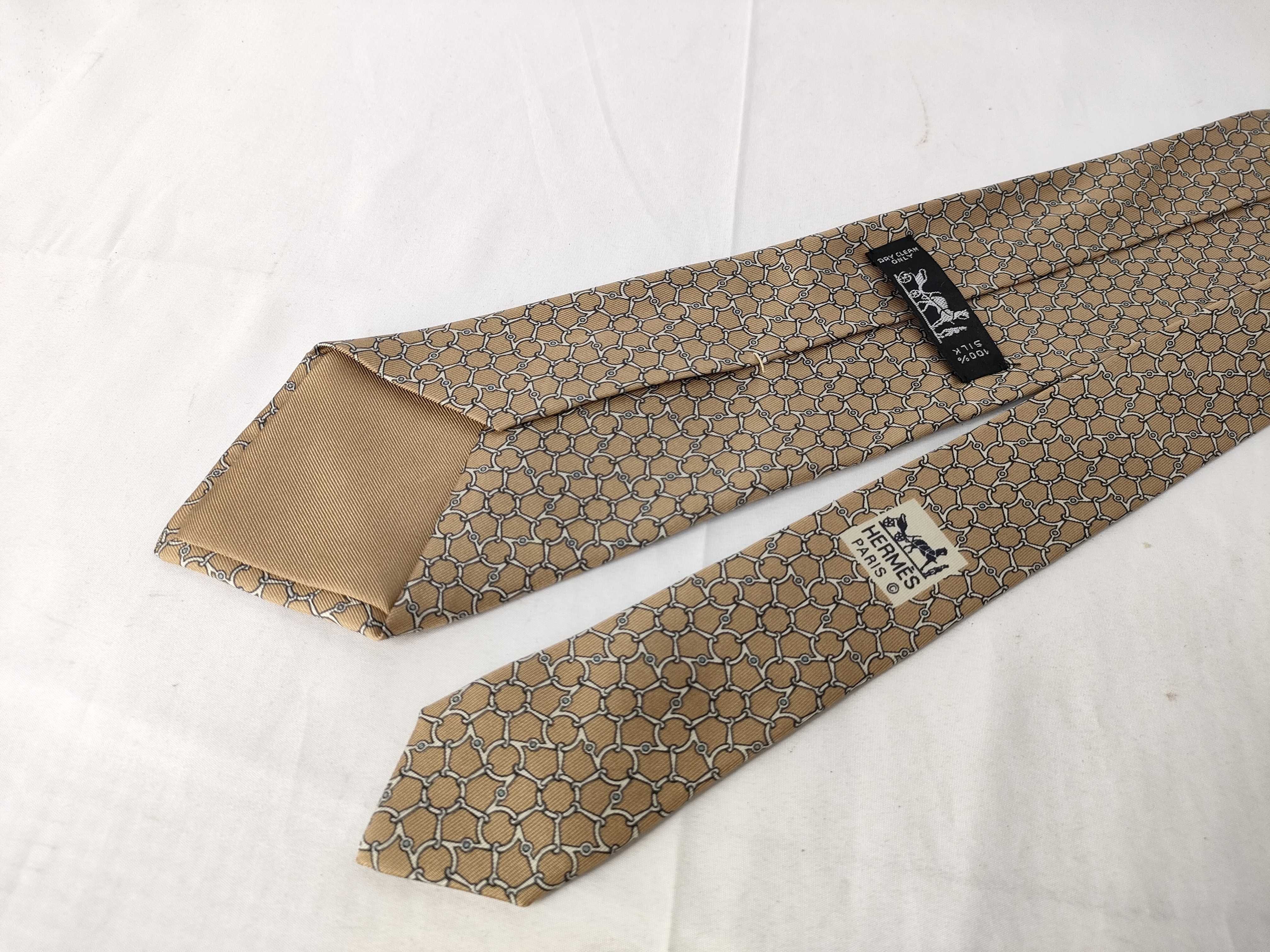 Hermes Equestrian Interlocking Bit Motif Silk Necktie