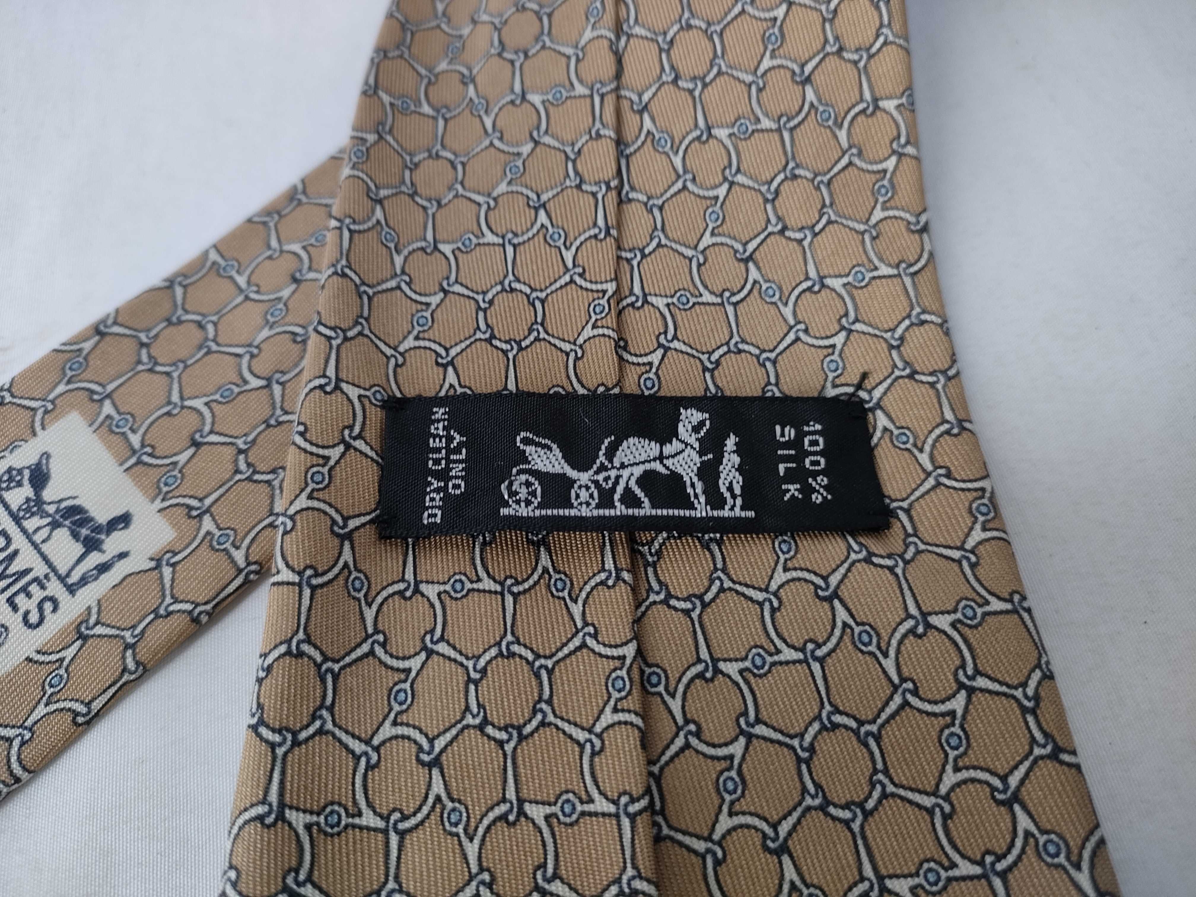 Hermes Equestrian Interlocking Bit Motif Silk Necktie