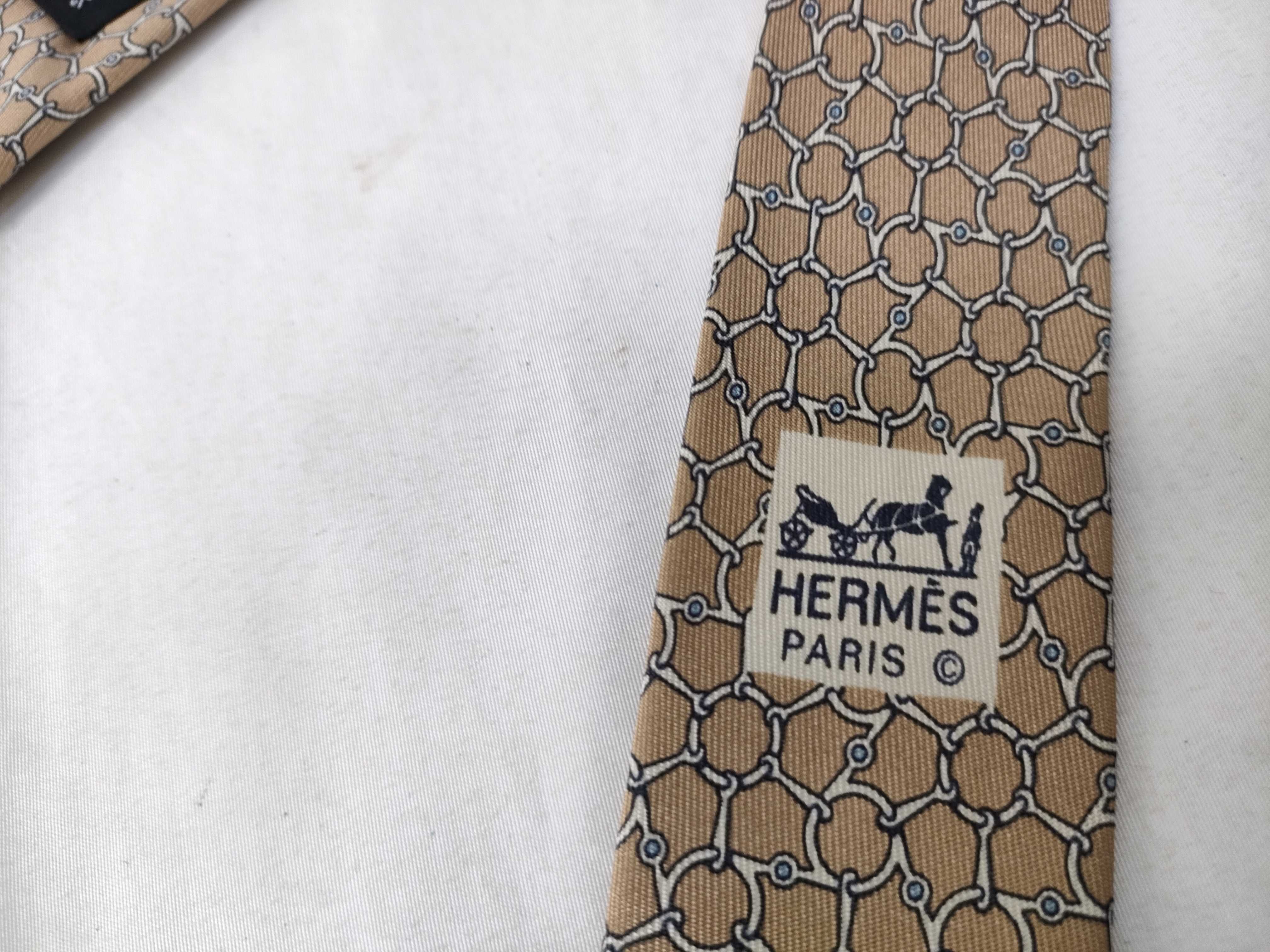 Hermes Equestrian Interlocking Bit Motif Silk Necktie