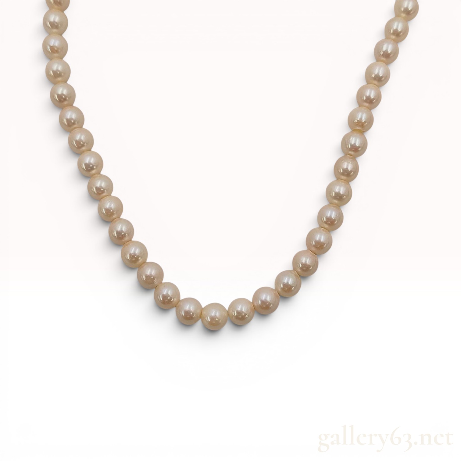 Cultured Pearl Necklace with Silver Floral Box Clasp 6.6-6.8mm