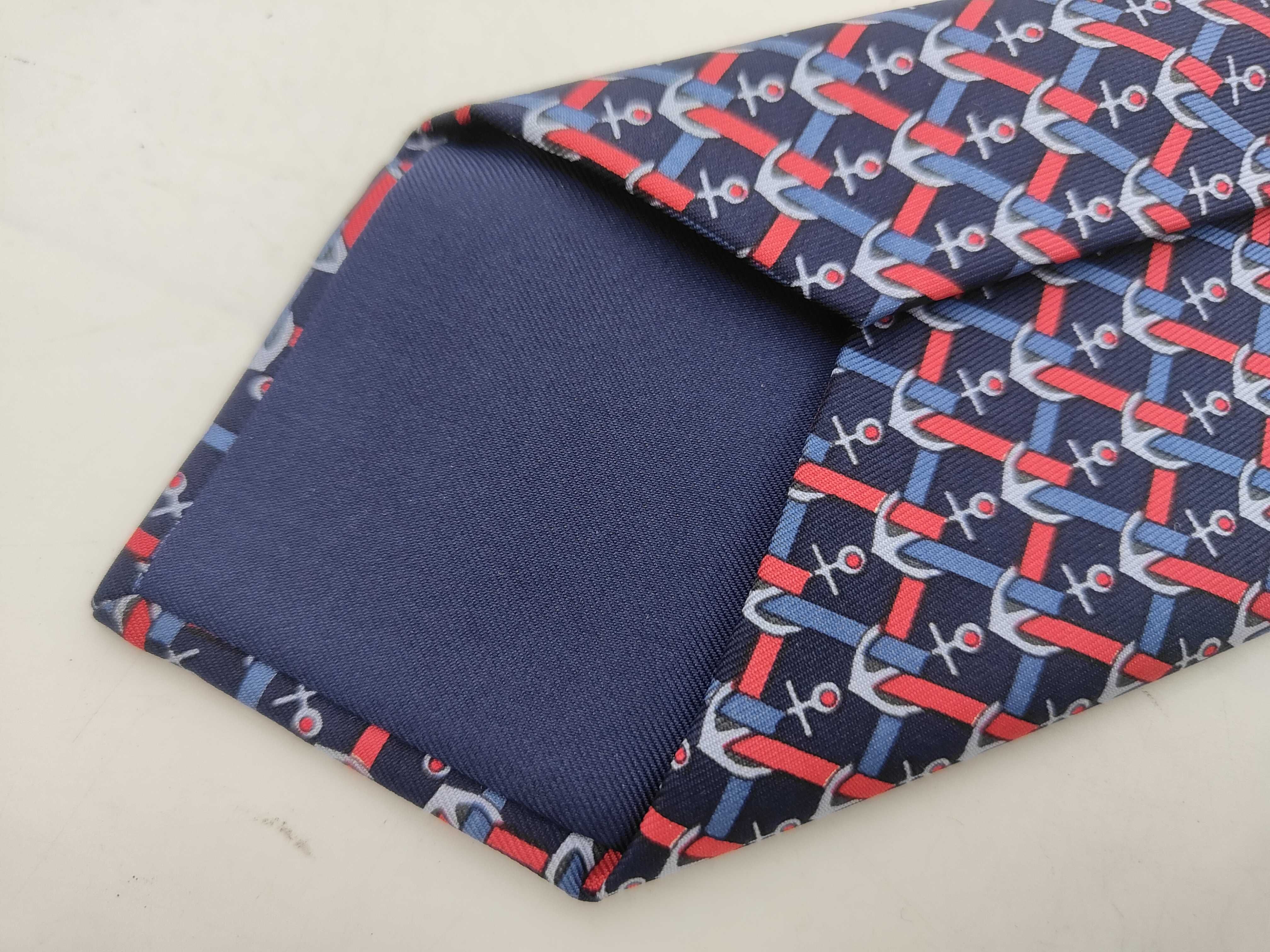 Hermes Nautical Anchor and Rope Motif Silk Tie with Original Presentation Box