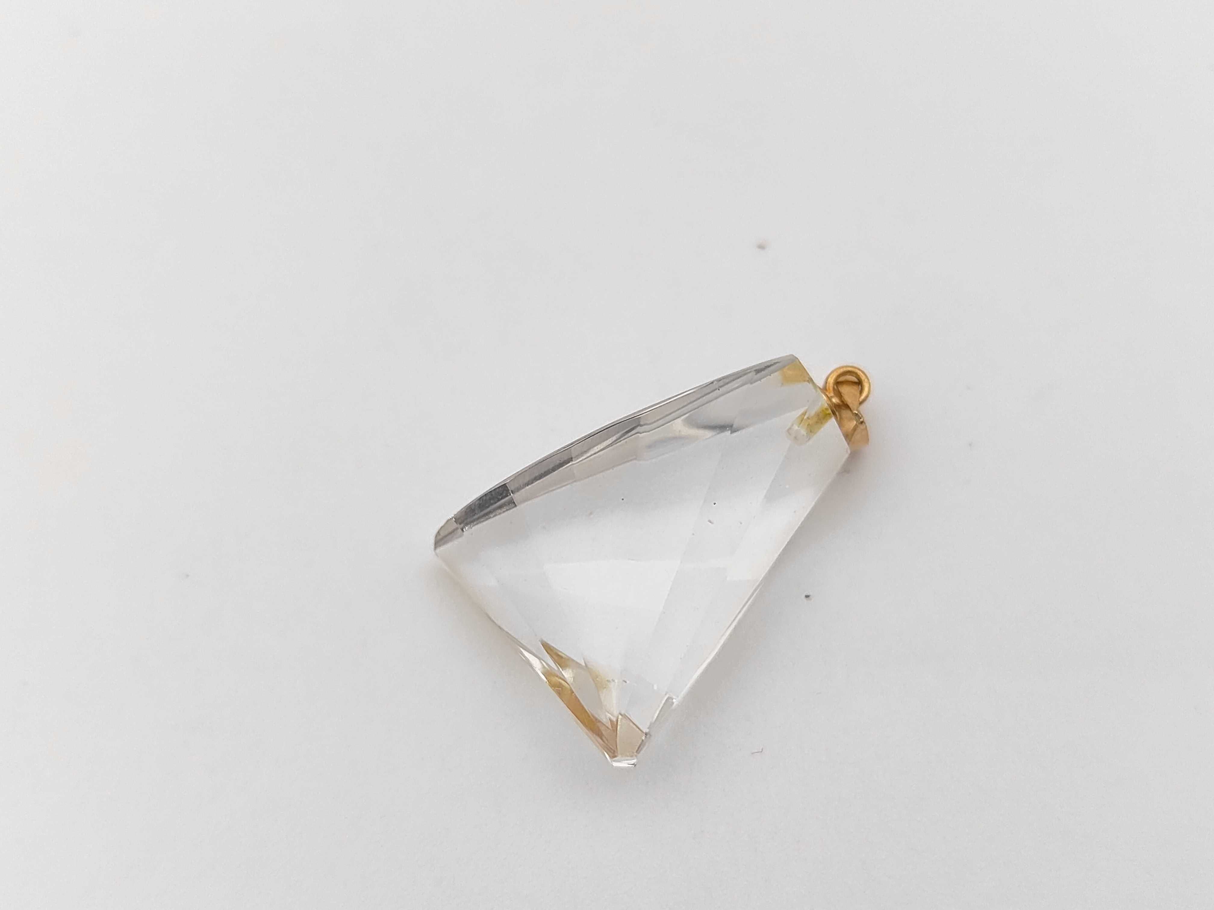 Modernist 14K Yellow Gold and Faceted Rock Crystal Pendant