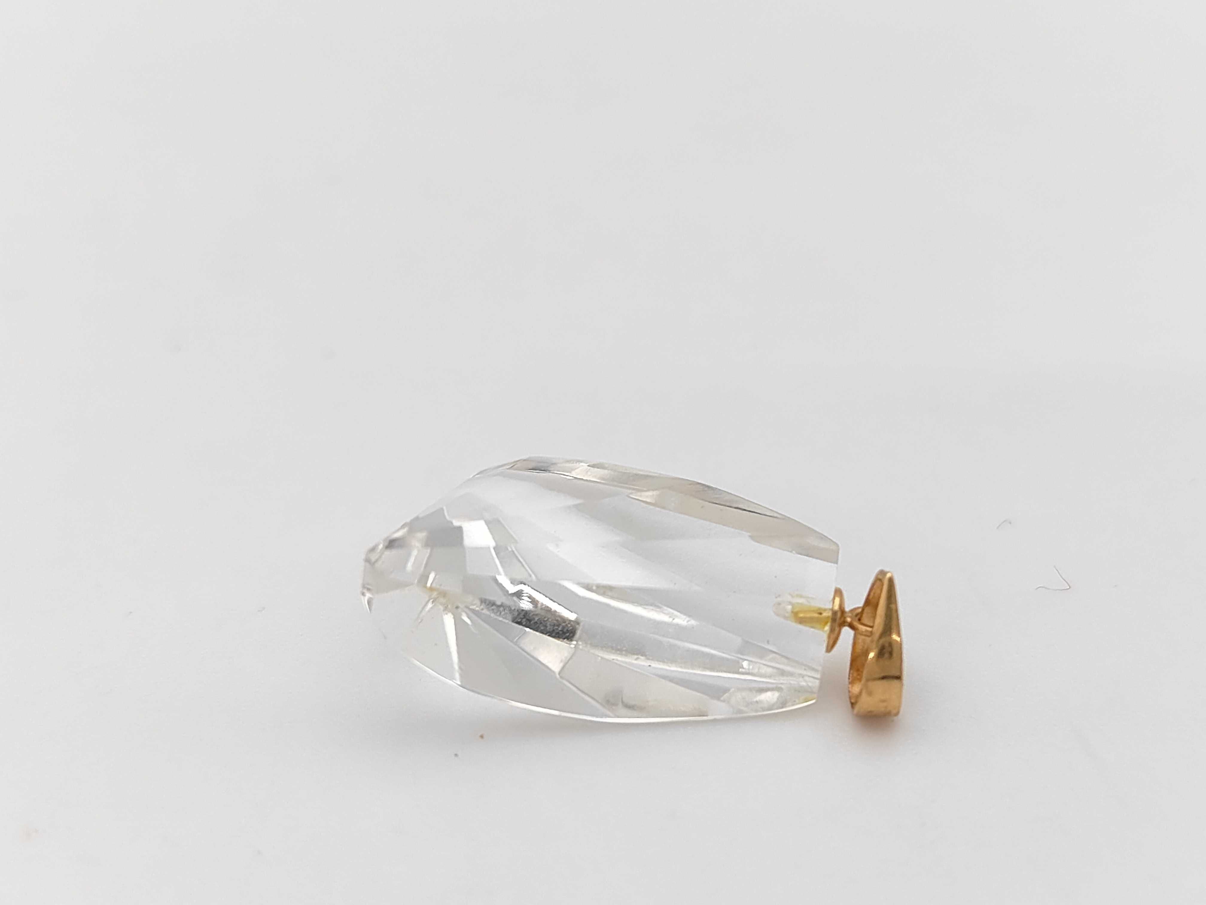 Modernist 14K Yellow Gold and Faceted Rock Crystal Pendant