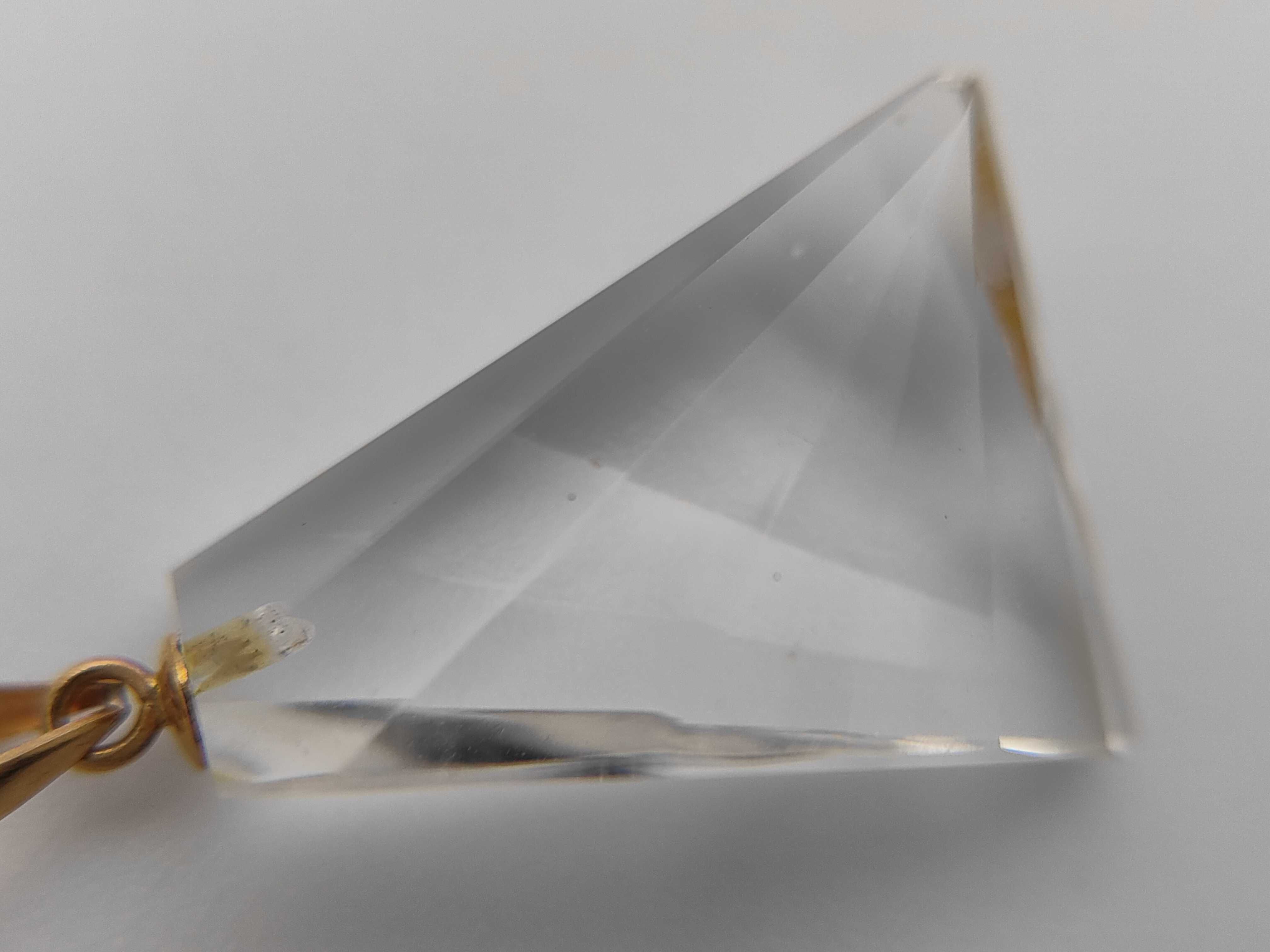 Modernist 14K Yellow Gold and Faceted Rock Crystal Pendant