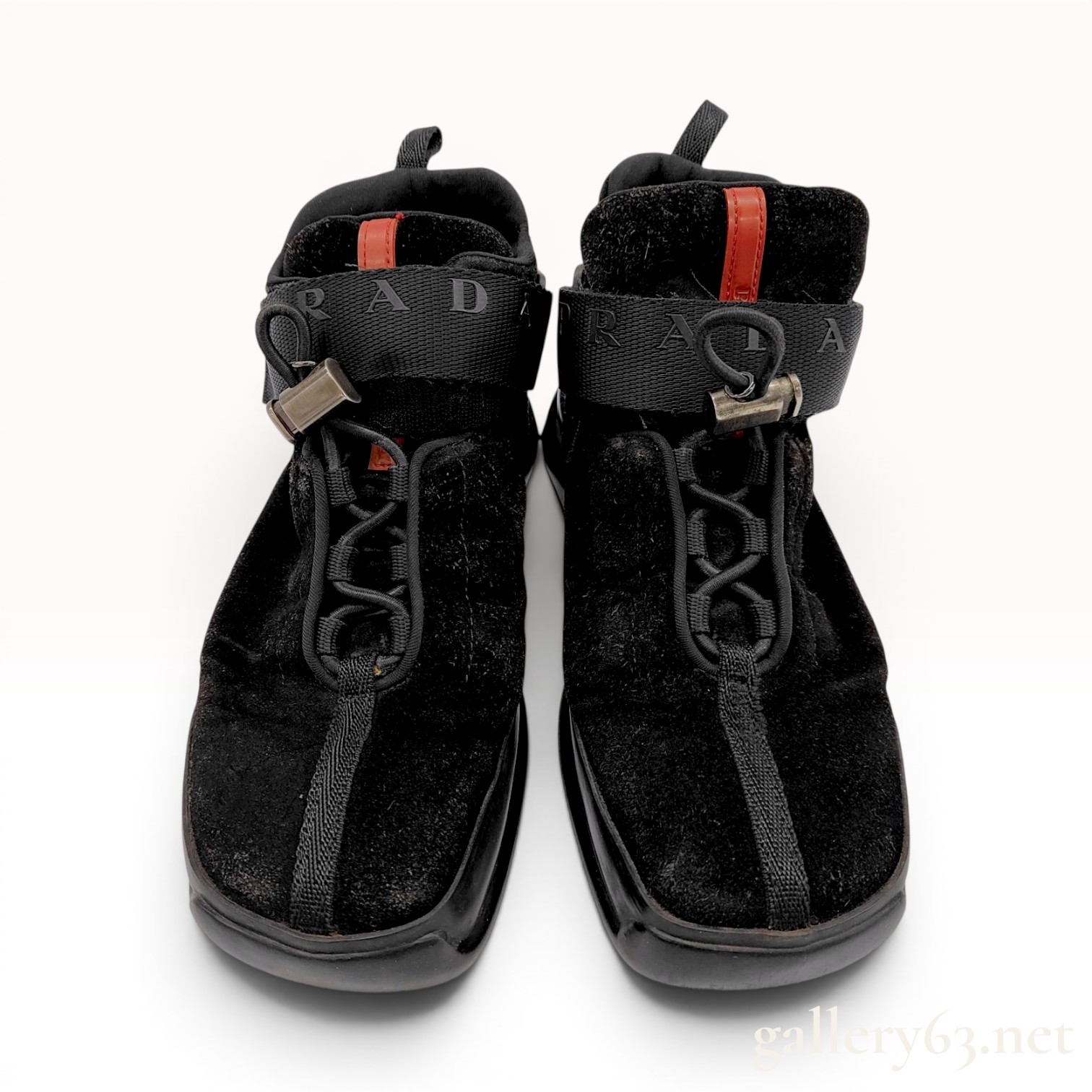 A Pair of Prada Linea Rossa FW1999 Black Suede High Top Sneakers