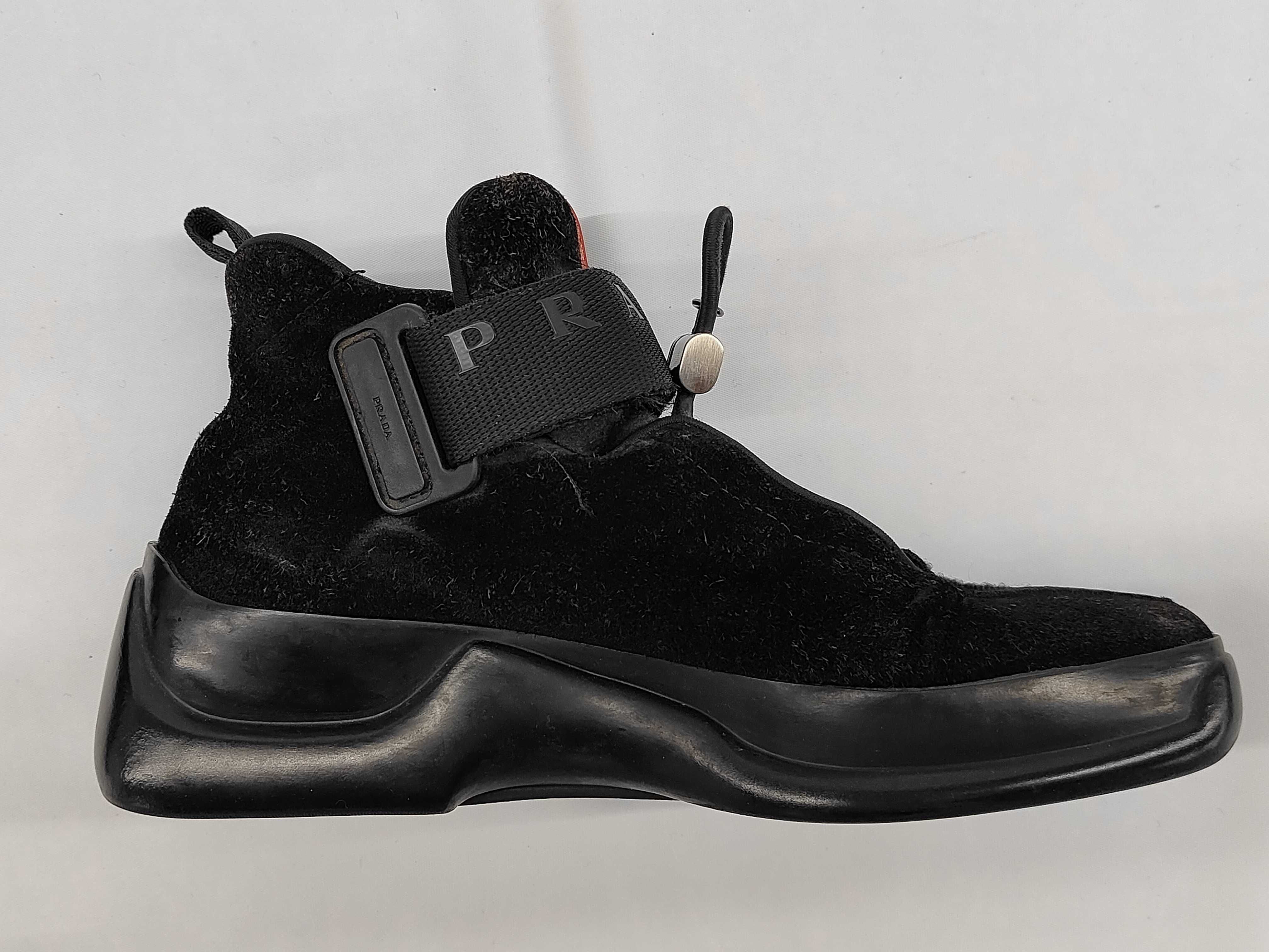 A Pair of Prada Linea Rossa FW1999 Black Suede High Top Sneakers