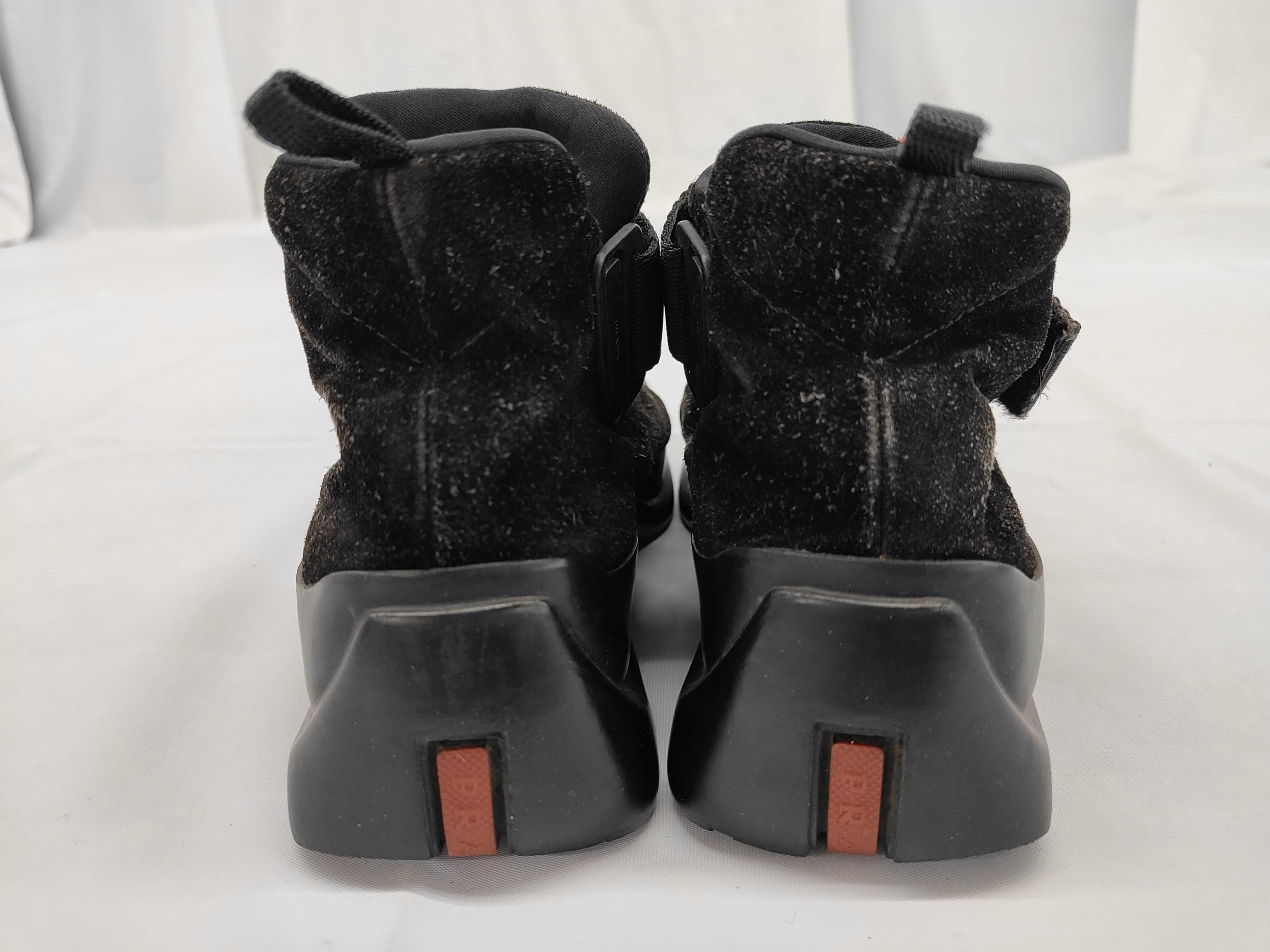 A Pair of Prada Linea Rossa FW1999 Black Suede High Top Sneakers