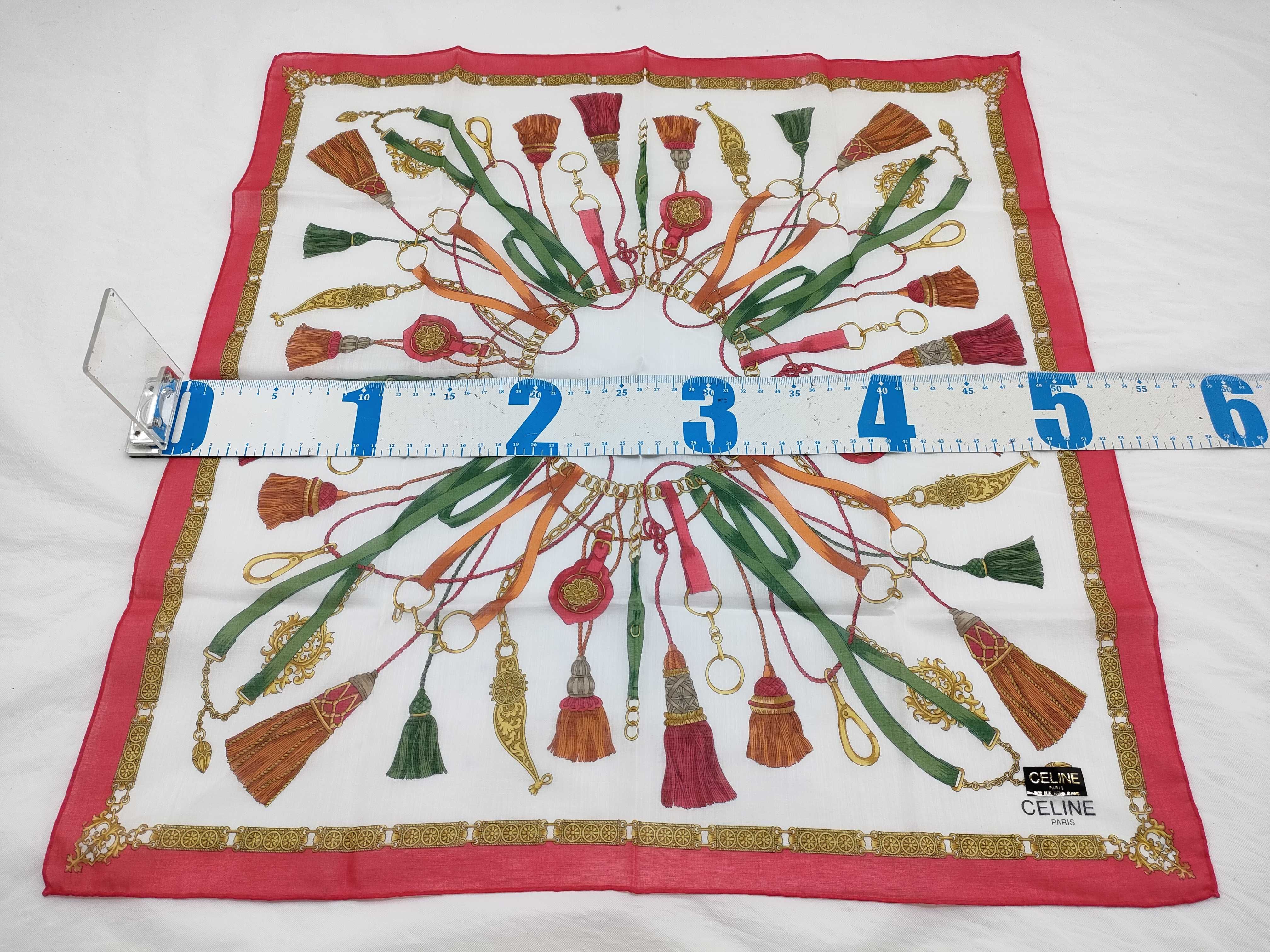 Celine Paris Tassel and Chain Motif Cotton Scarf