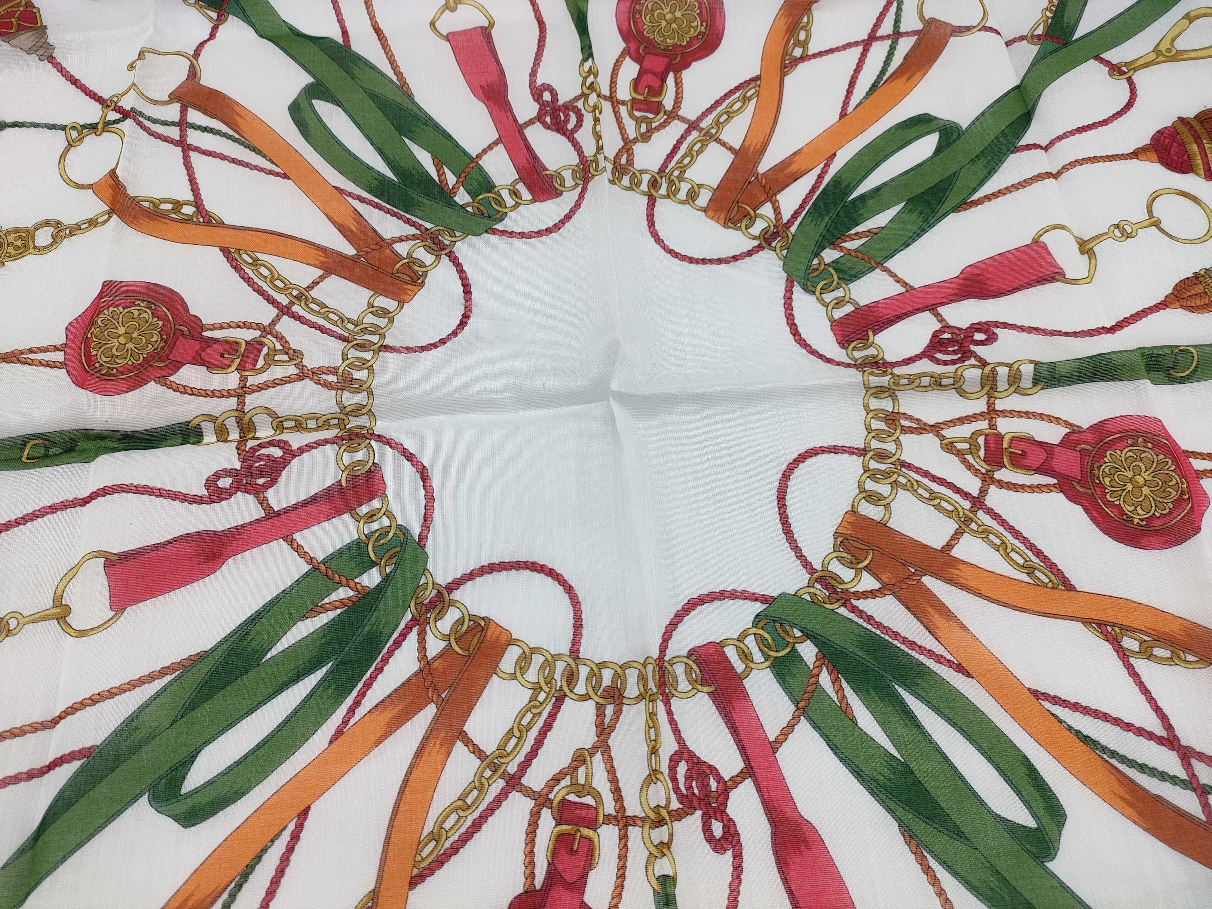 Celine Paris Tassel and Chain Motif Cotton Scarf