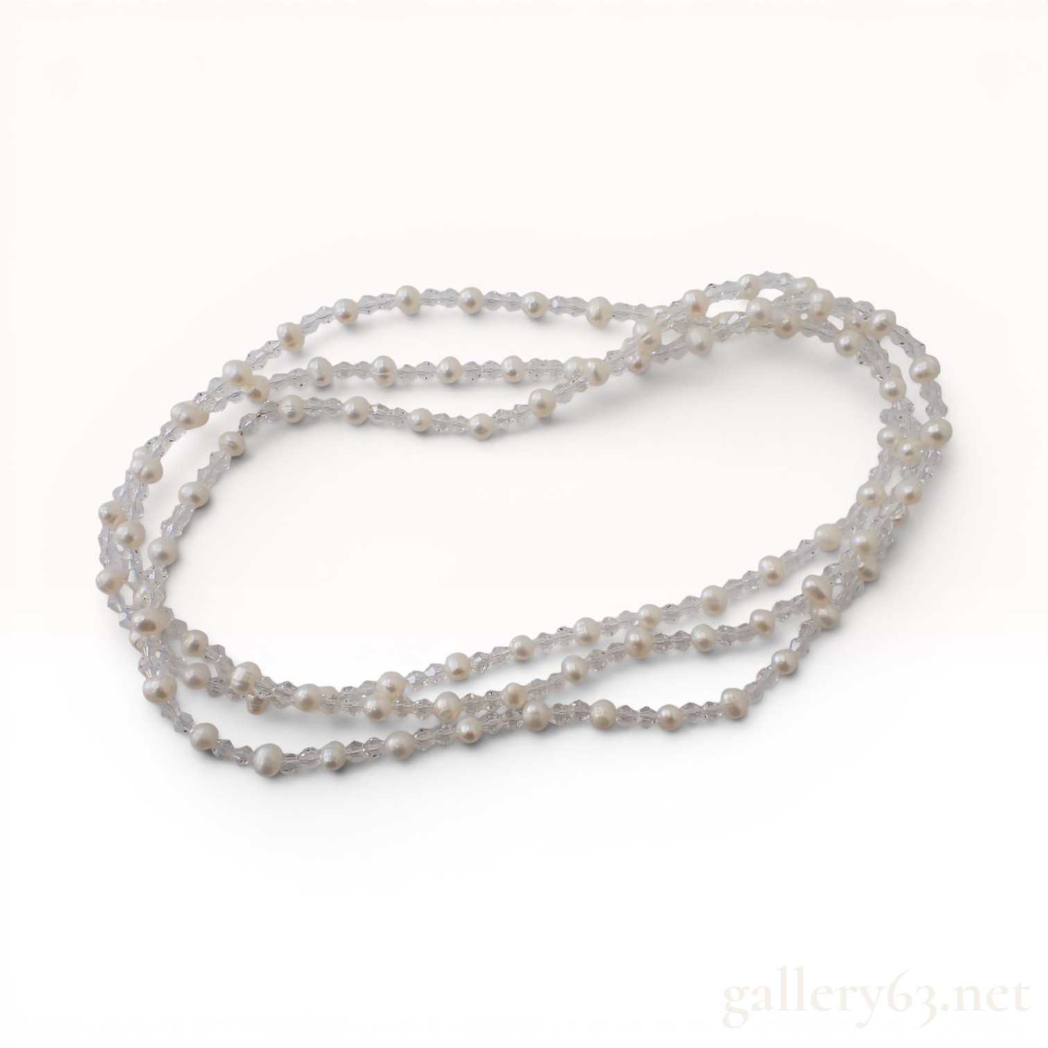 Semi-Round Cultured Pearl and Cut Crystal Endless Rope Necklace