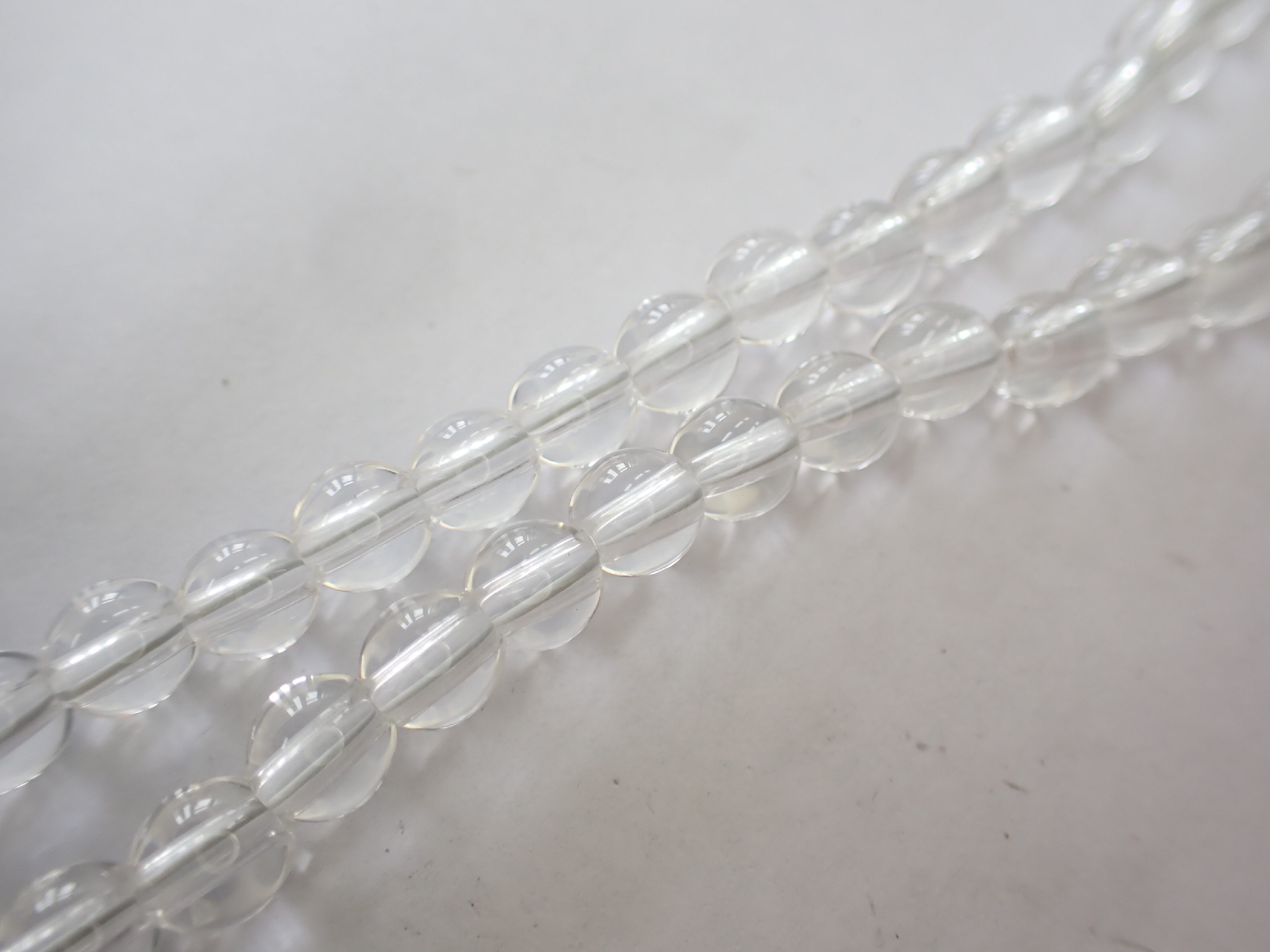 Amethyst and Rock Crystal Quartz Beaded Necklace with Silver Clasp