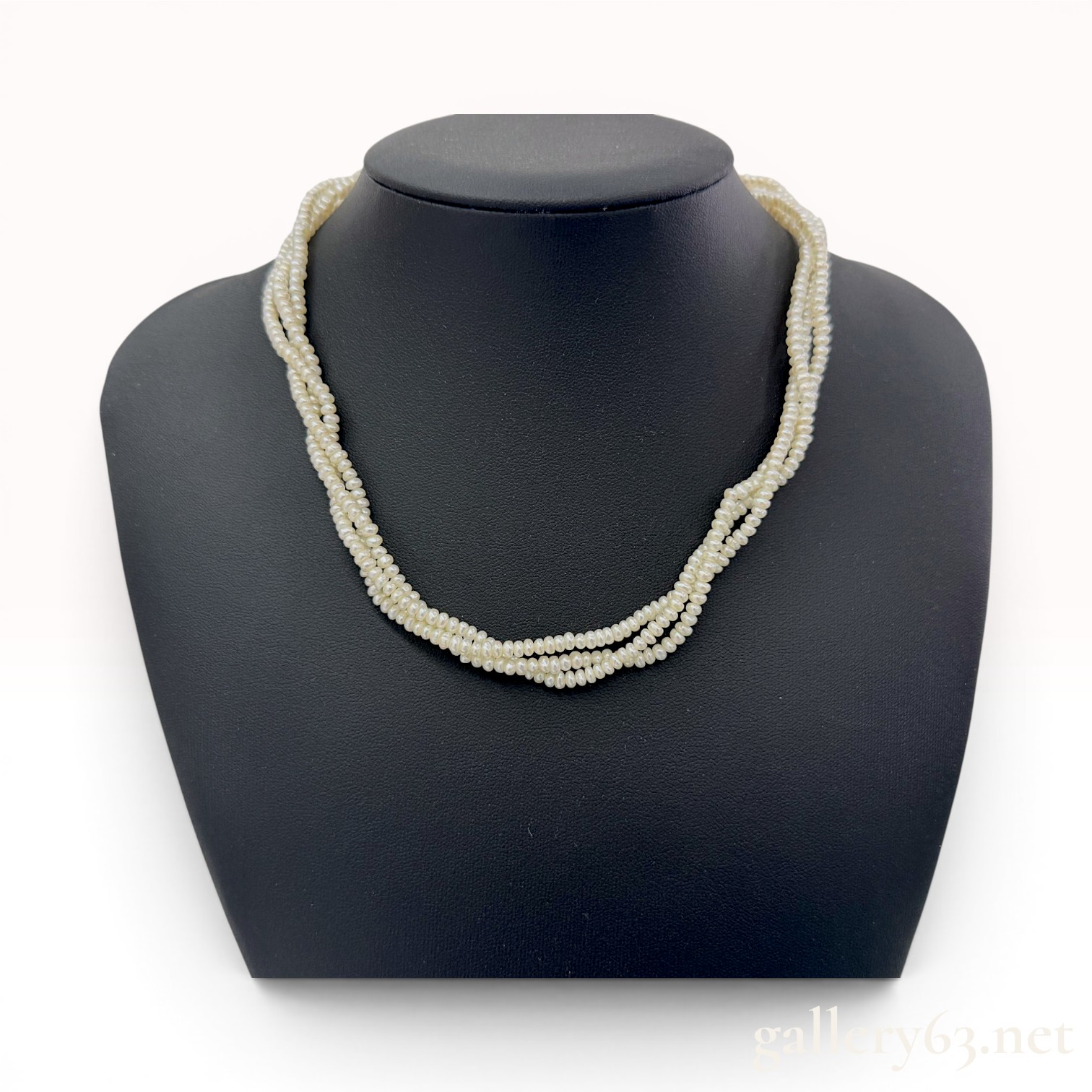 Three-Strand Cultured Freshwater Rice Pearl Necklace