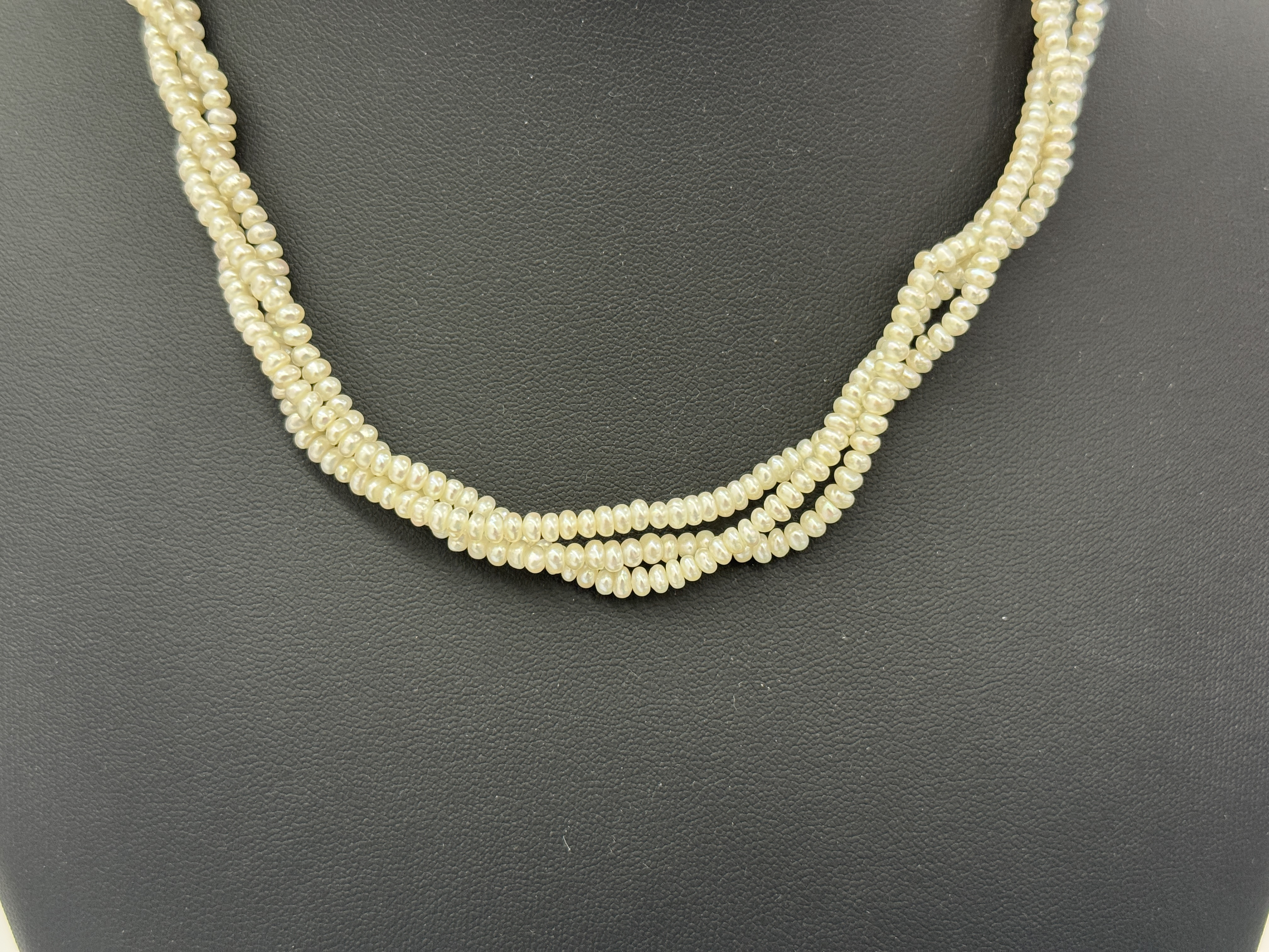 Three-Strand Cultured Freshwater Rice Pearl Necklace