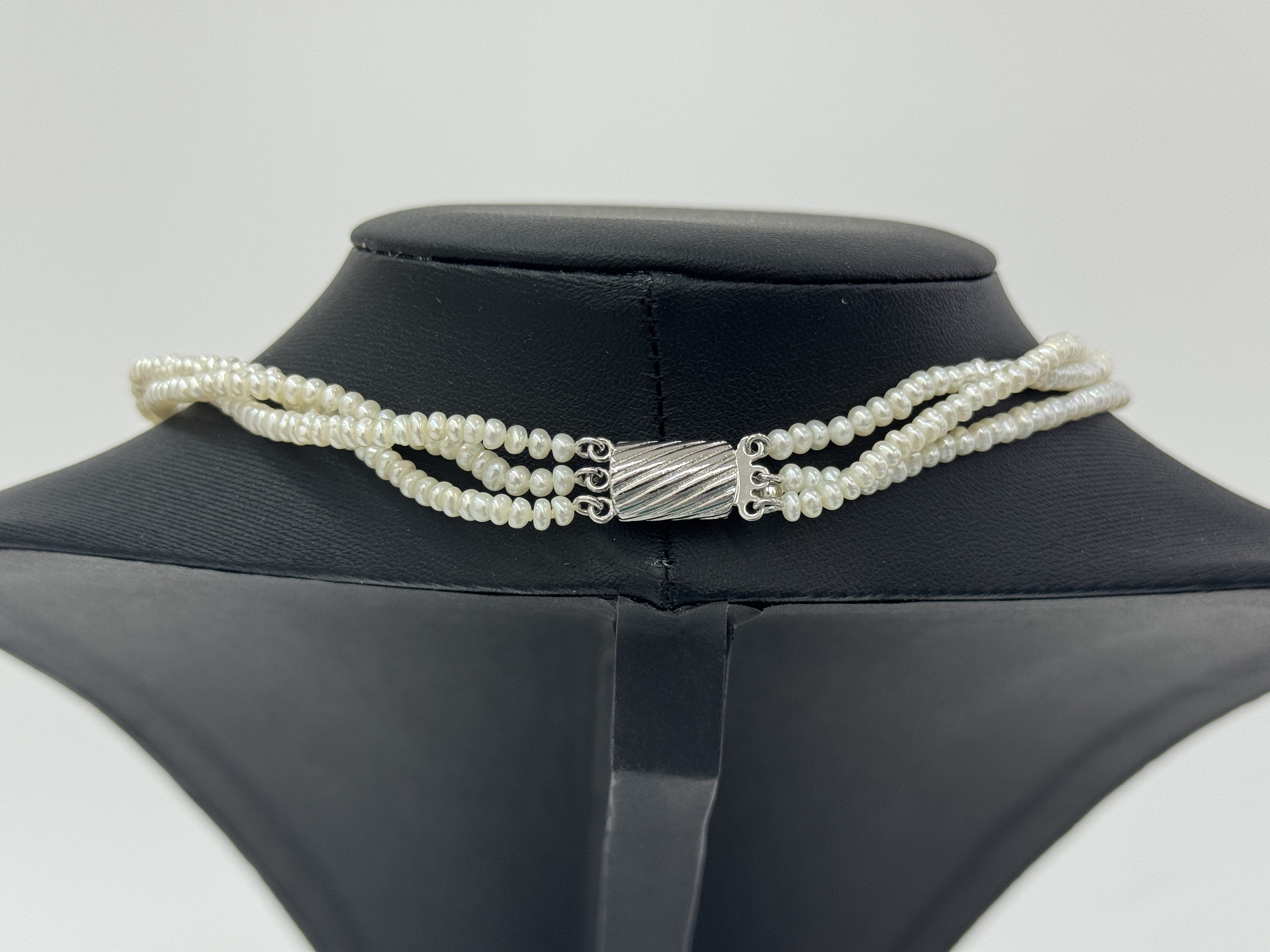 Three-Strand Cultured Freshwater Rice Pearl Necklace