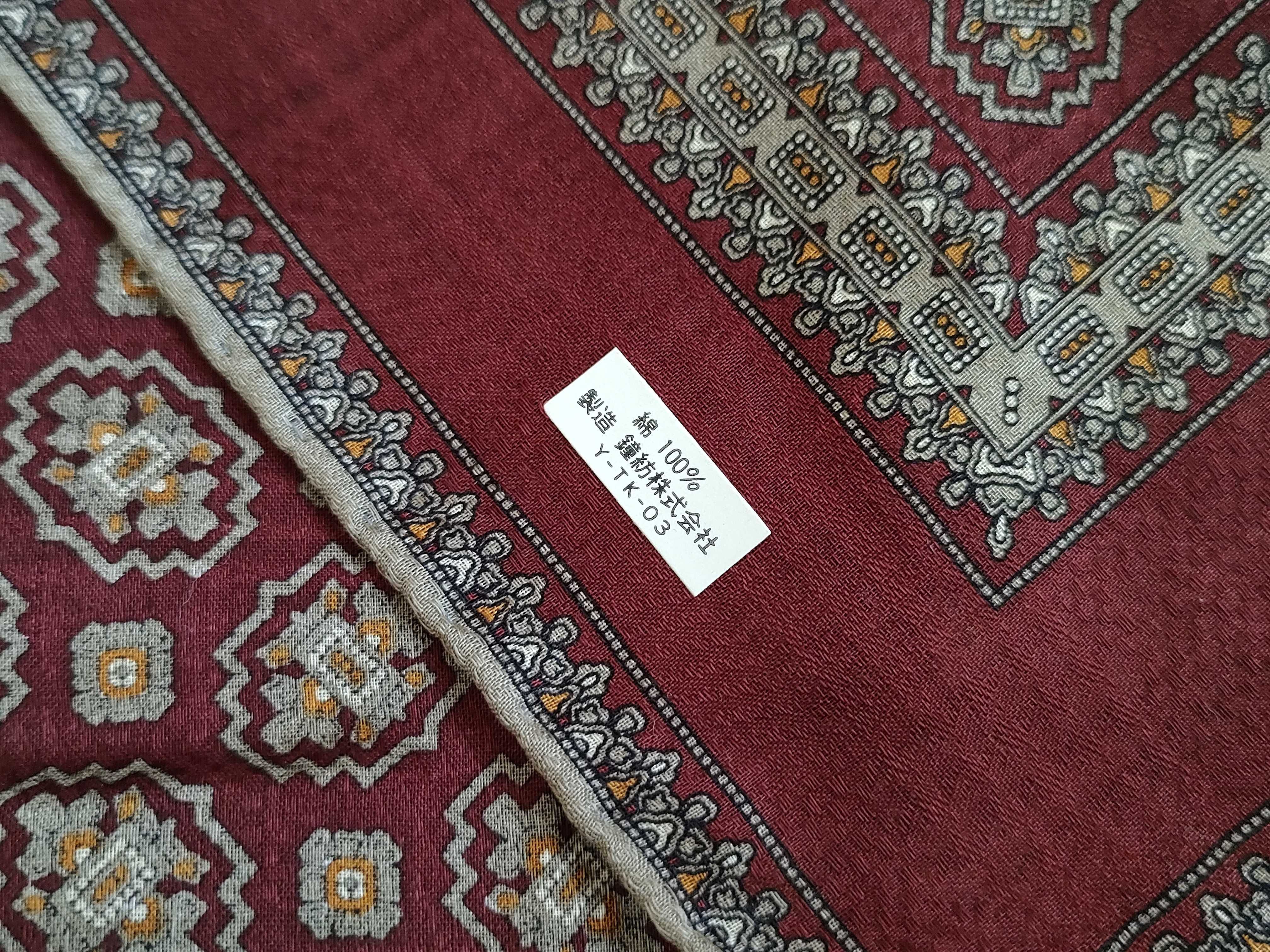 Christian Dior Maroon Cotton Square Scarf with Geometric Medallion Motif