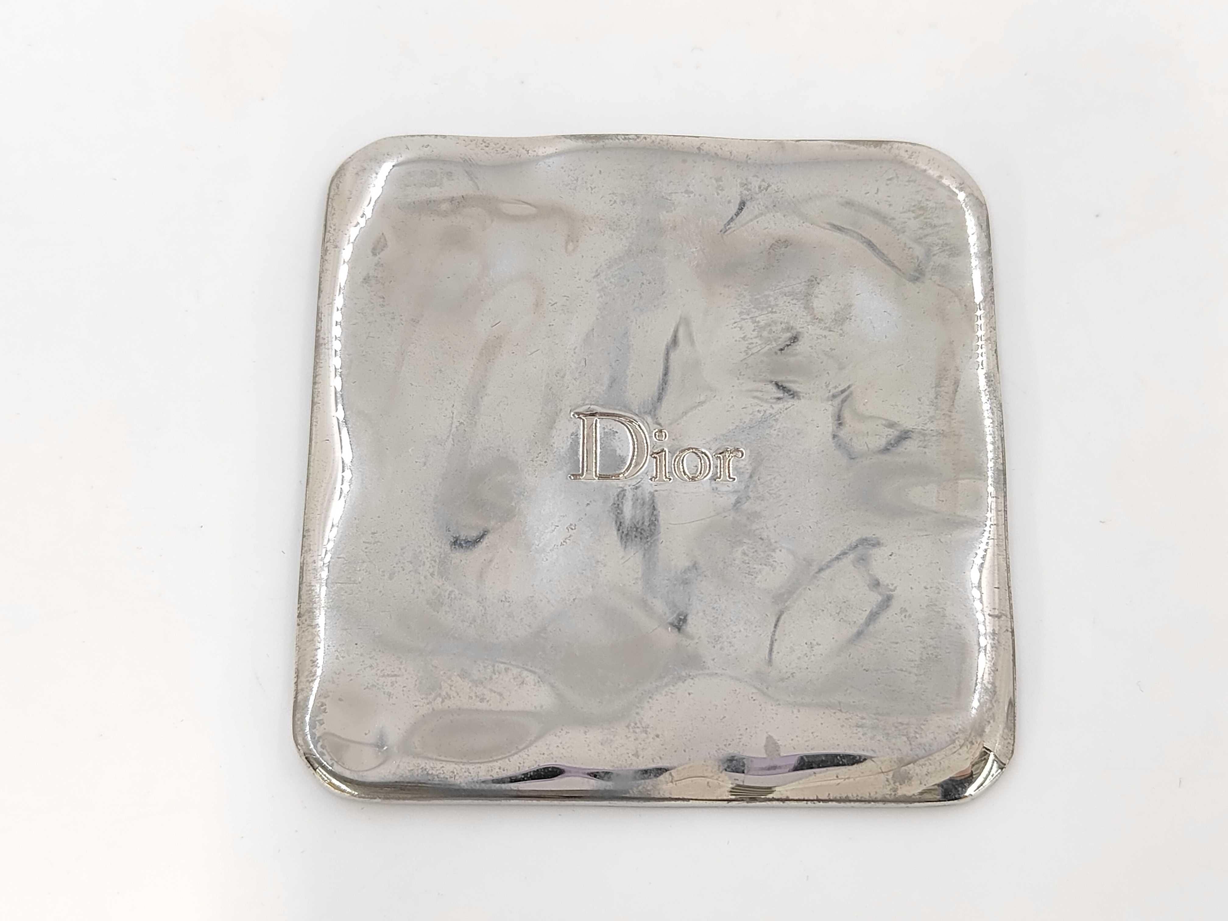 Dior Silver-Toned Hammered Metal Square Compact Mirror