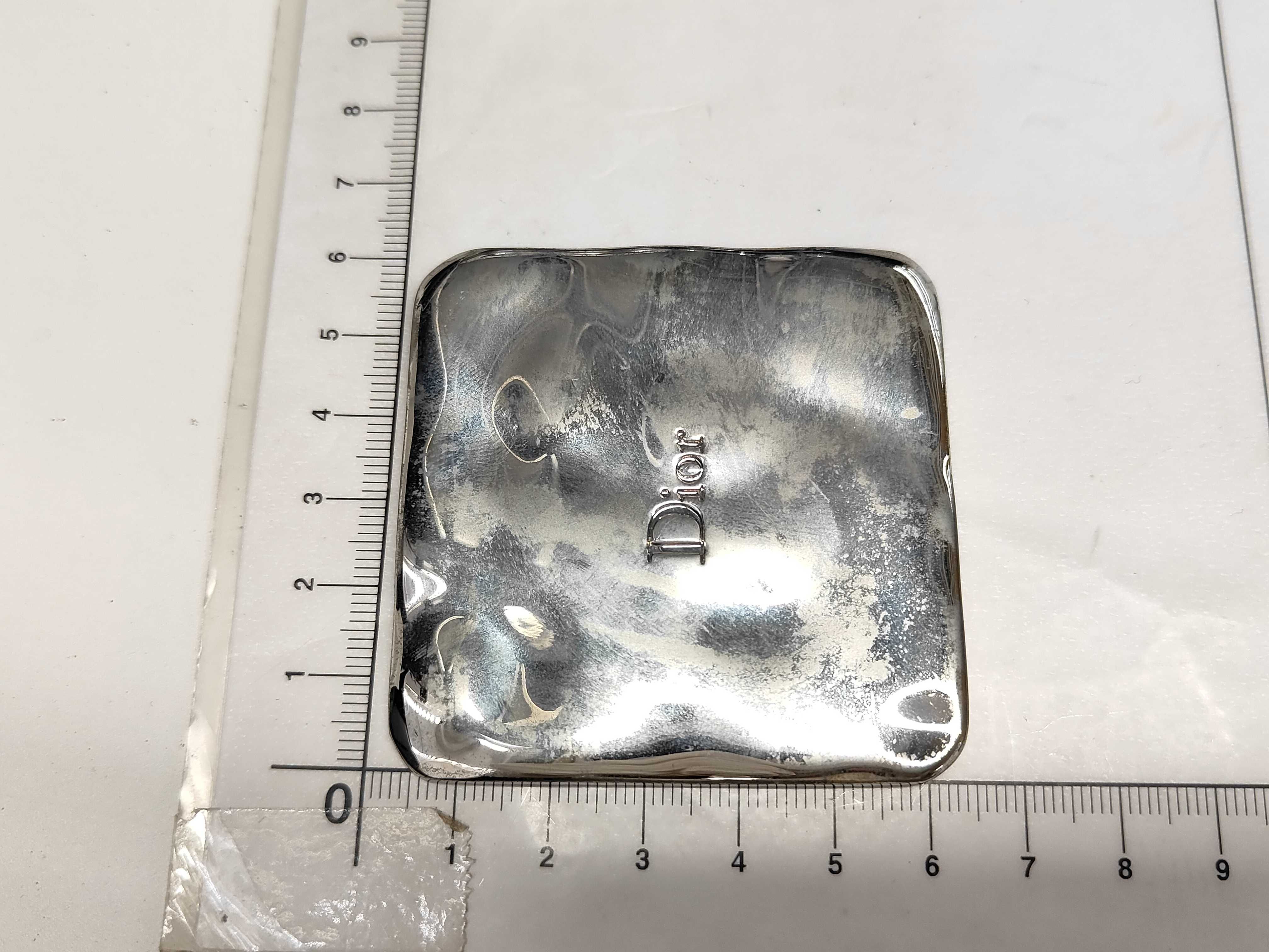 Dior Silver-Toned Hammered Metal Square Compact Mirror