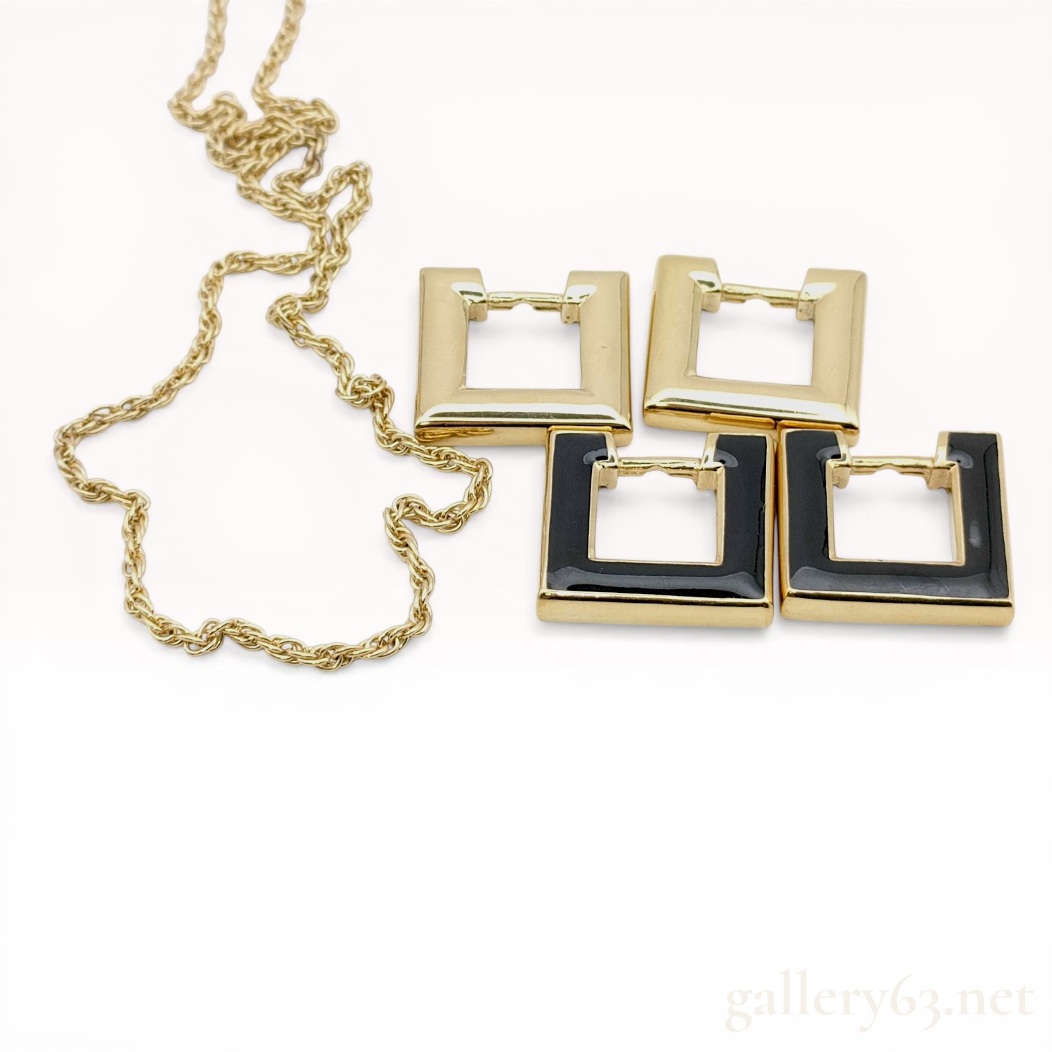 1970s-80s Christian Dior Vintage Gold-Tone and Enamel Necklace with Pendants
