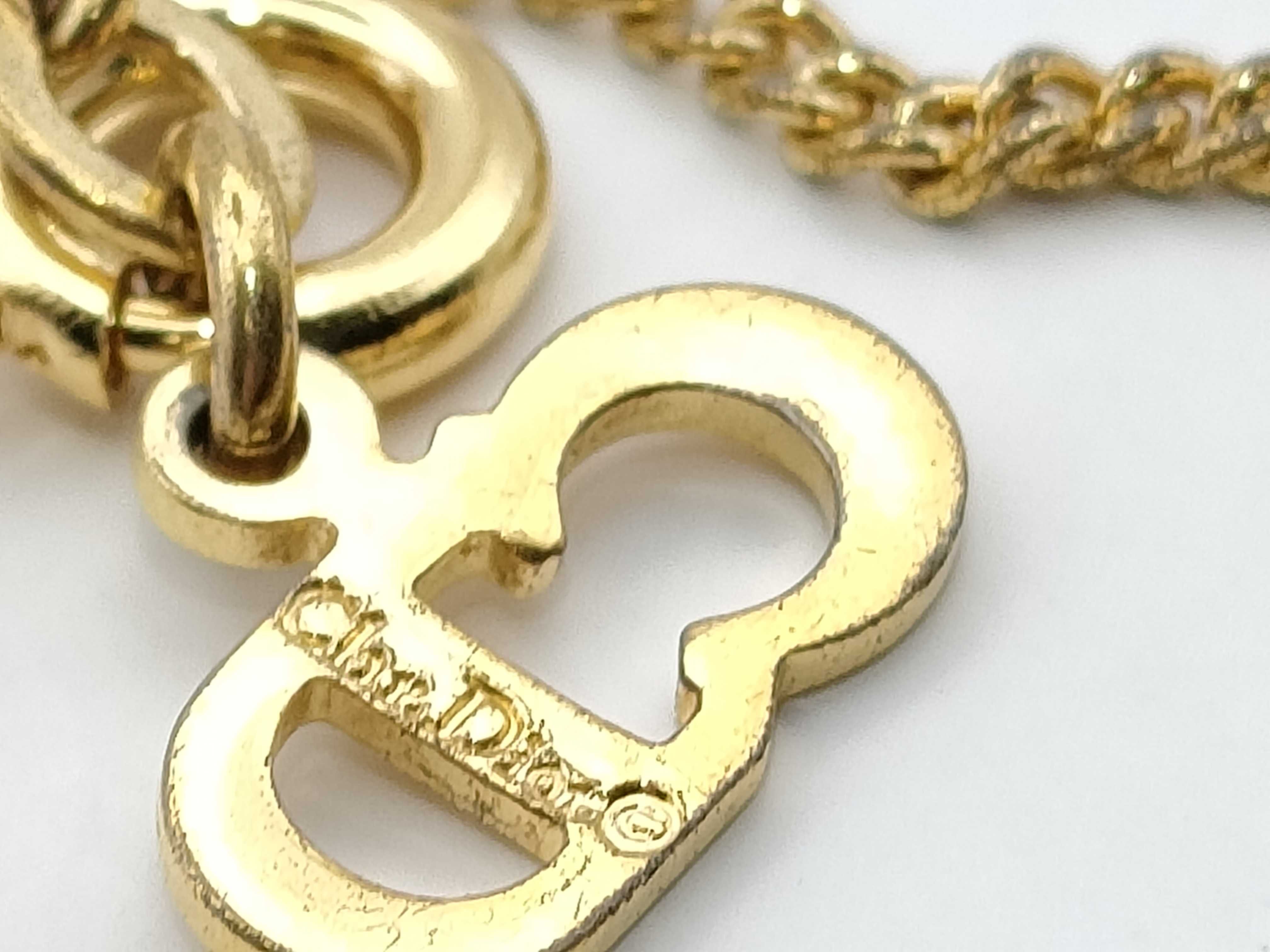 Christian Dior Gold-Tone Round Logo Medallion Pendant Necklace