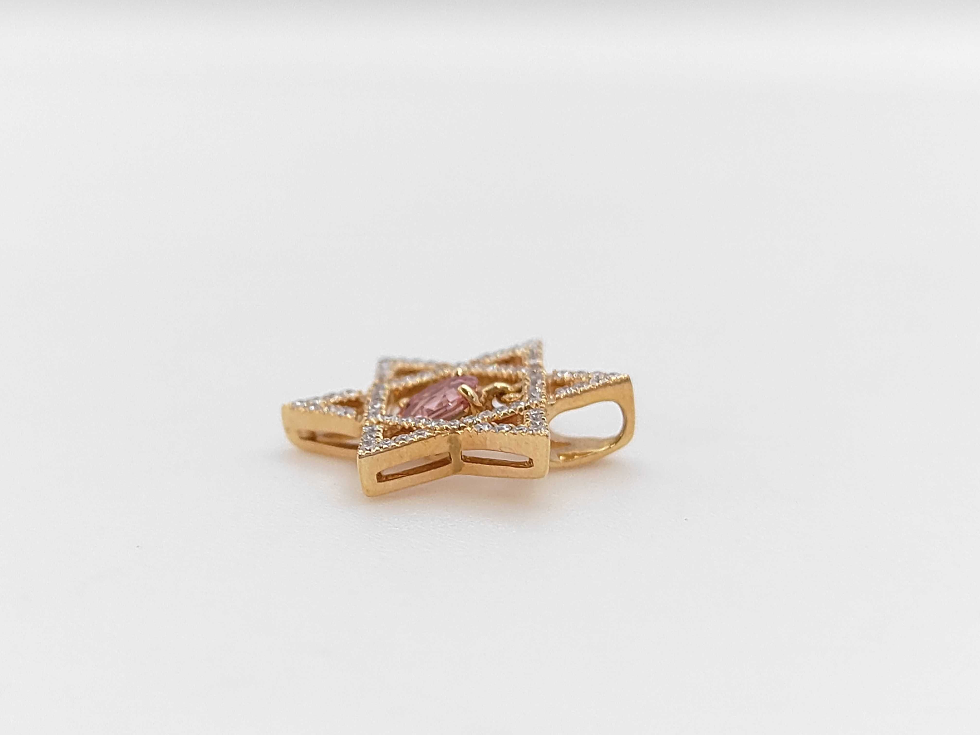 18K Pink Gold, Pink Sapphire, and Diamond Star of David Pendant
