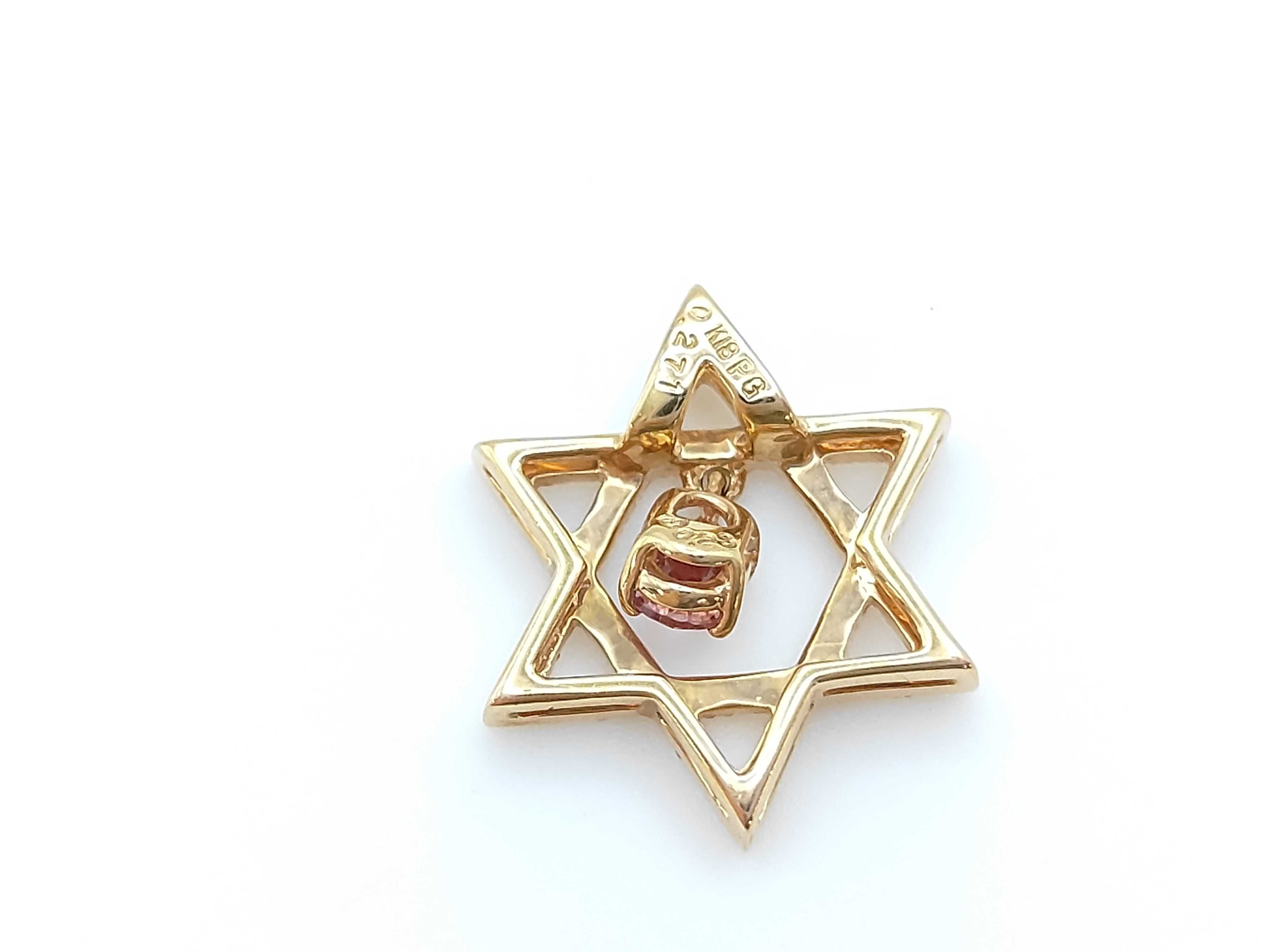 18K Pink Gold, Pink Sapphire, and Diamond Star of David Pendant