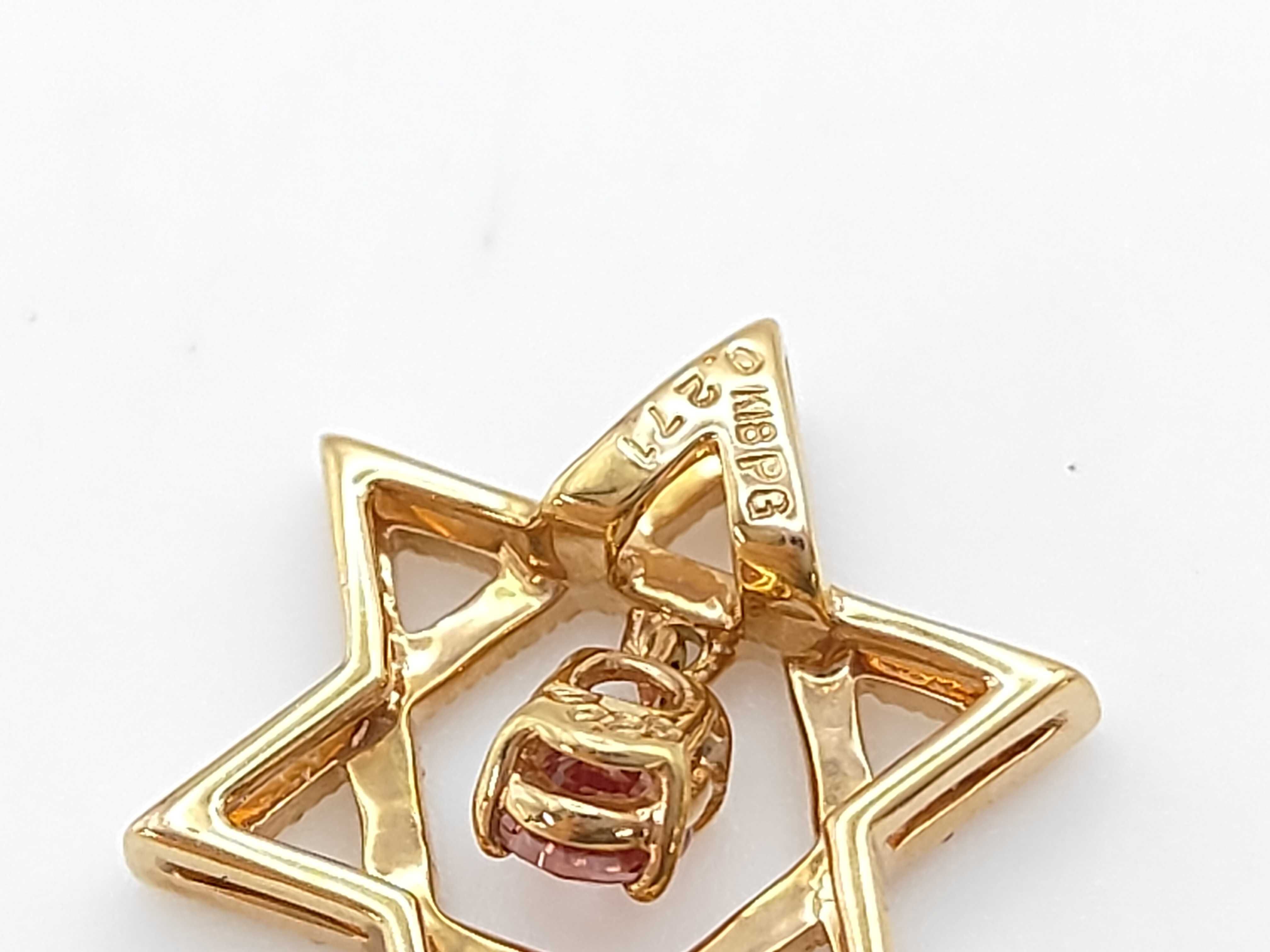 18K Pink Gold, Pink Sapphire, and Diamond Star of David Pendant