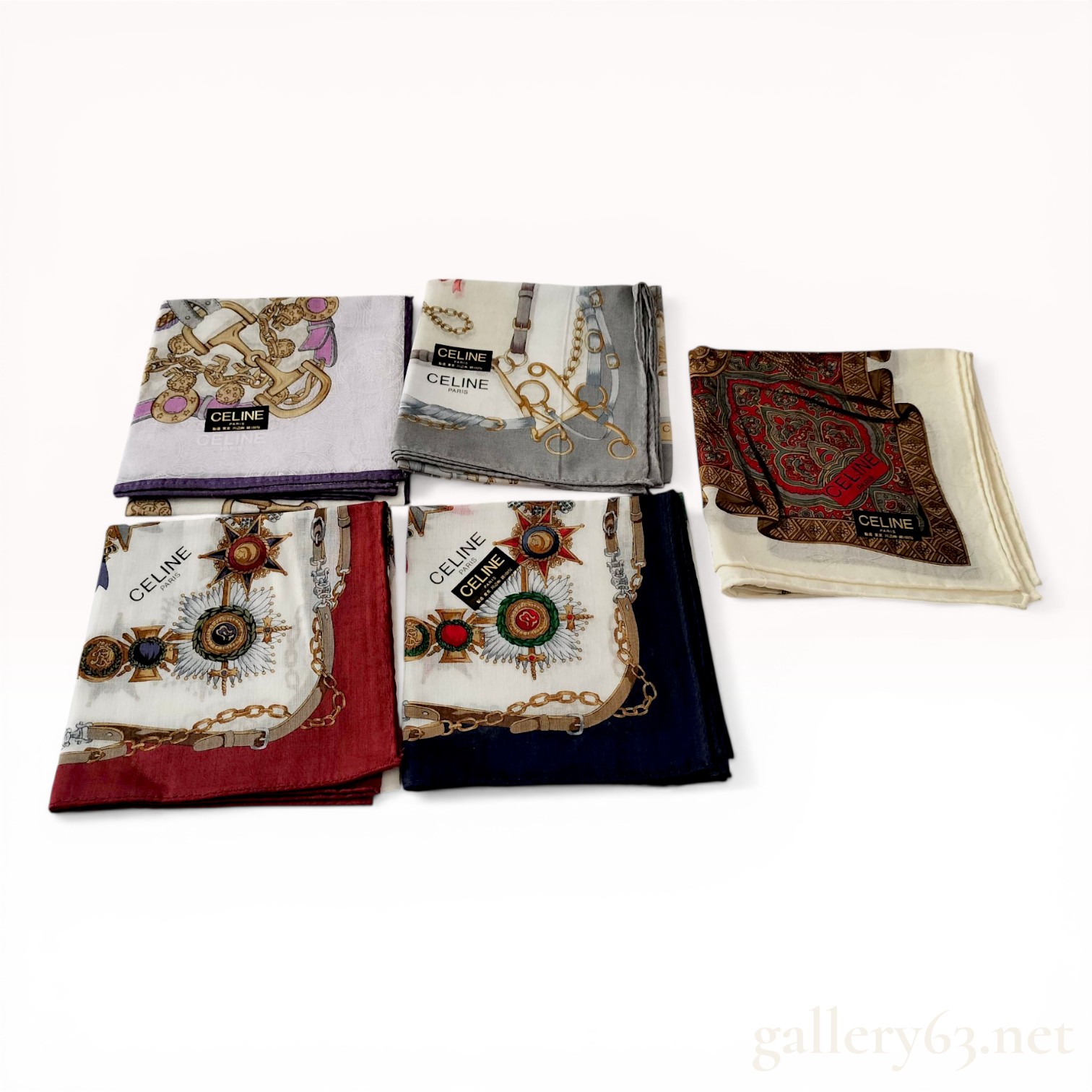 Five Celine Paris Cotton Scarves
