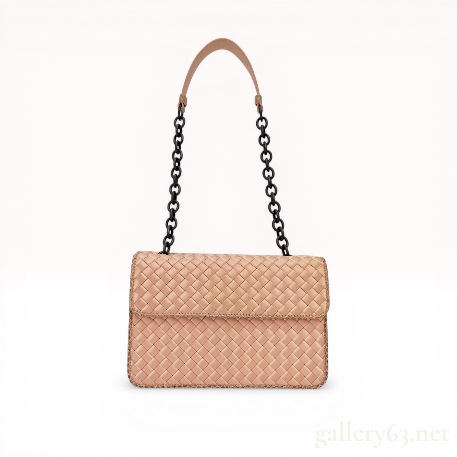 Bottega Veneta Intrecciato Satin and Python Olimpia Shoulder Bag