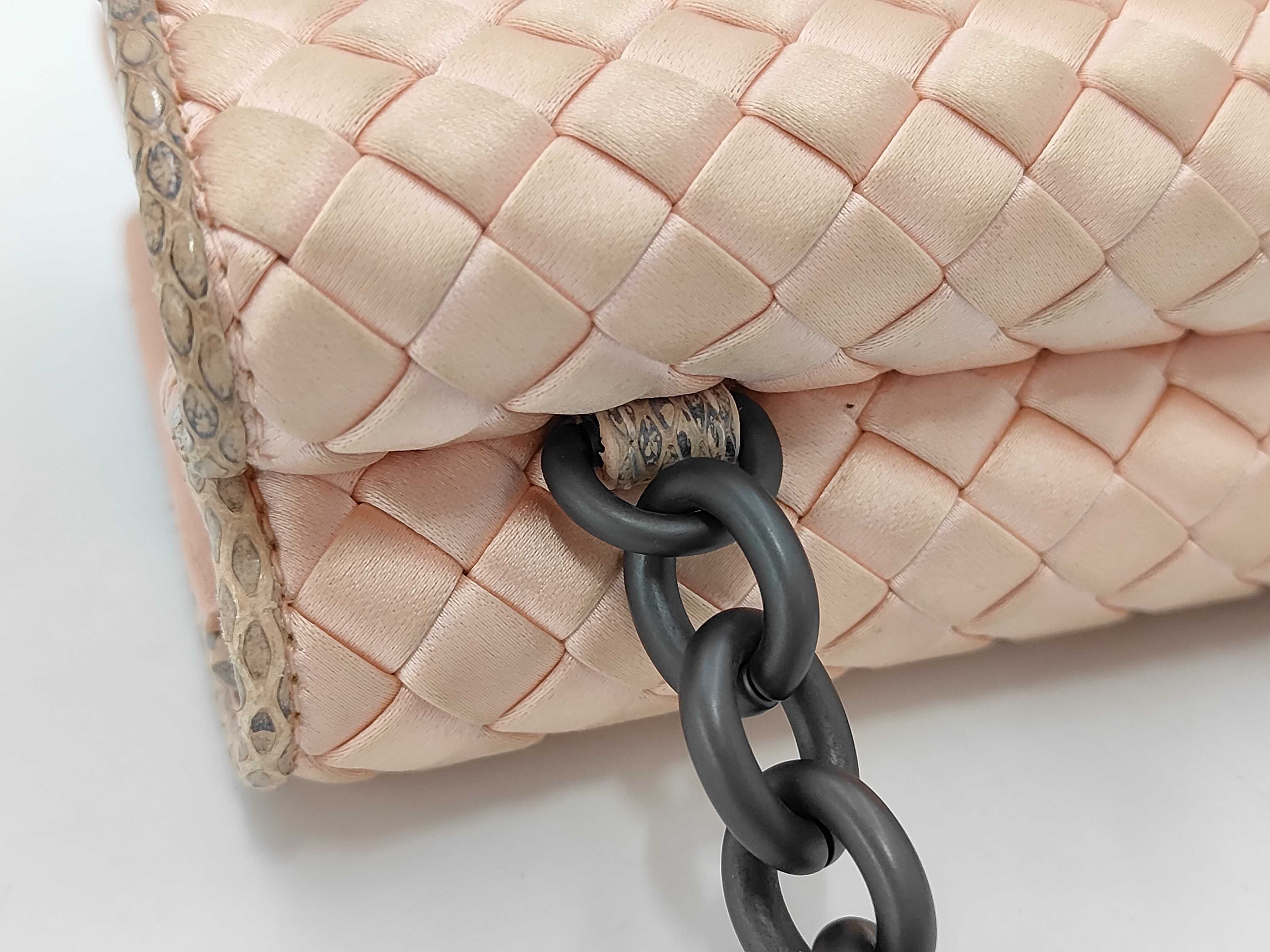 Bottega Veneta Intrecciato Satin and Python Olimpia Shoulder Bag