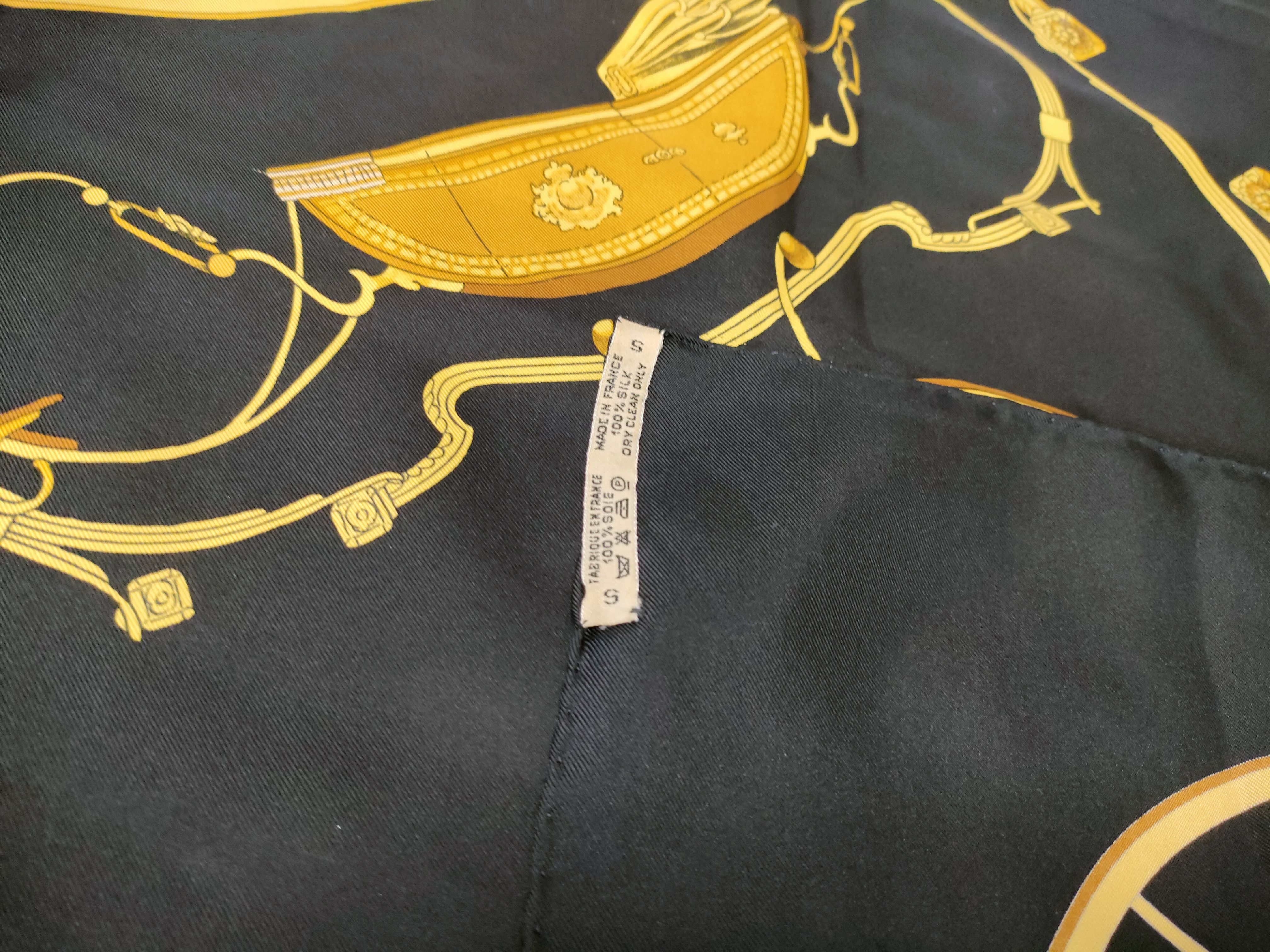 Hermes Black Silk Springs Pattern Scarf by Philippe Ledoux