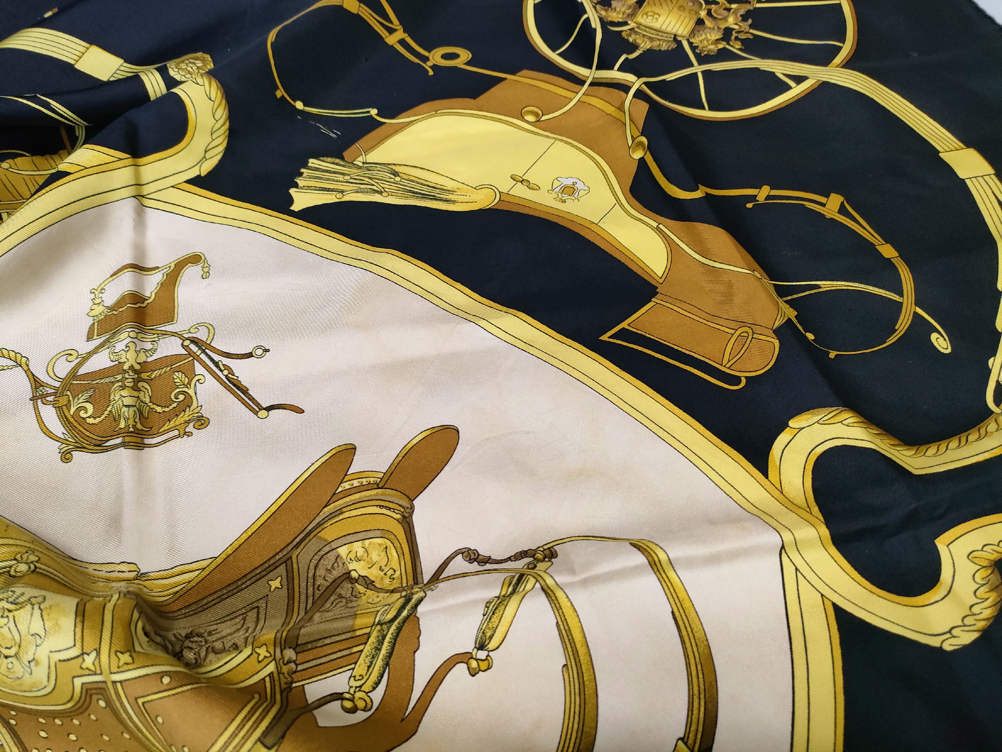 Hermes Black Silk Springs Pattern Scarf by Philippe Ledoux