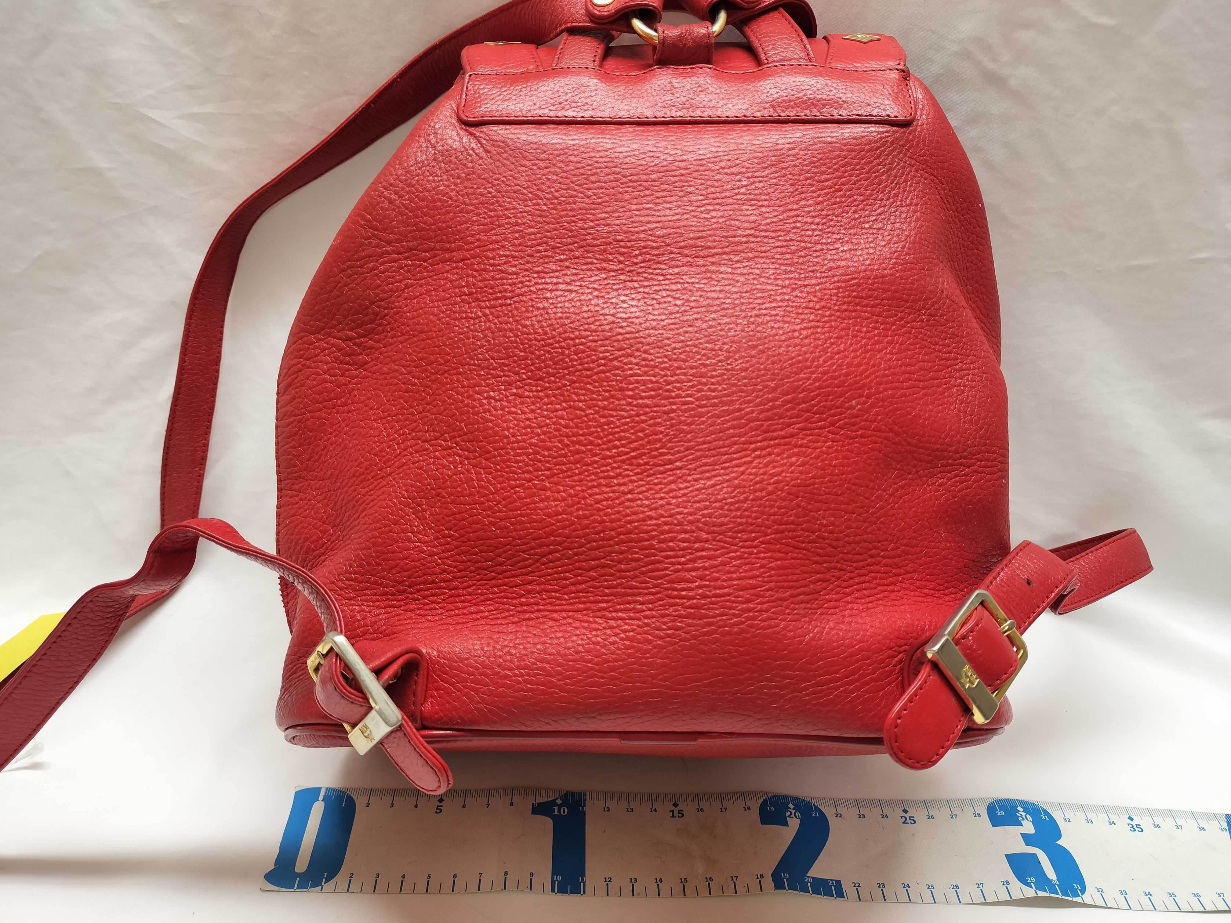 MCM Vintage Red Pebbled Leather Drawstring Backpack