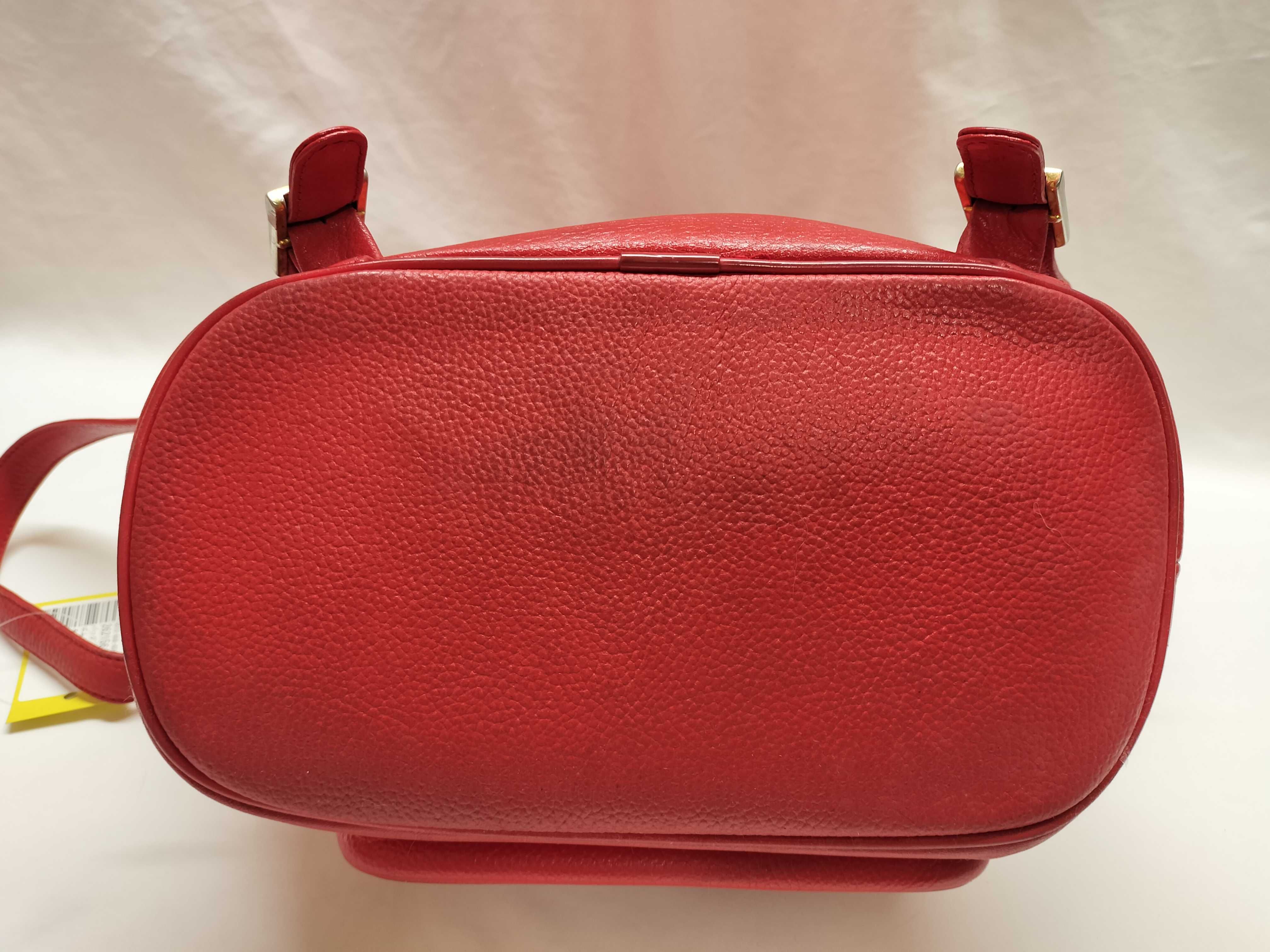 MCM Vintage Red Pebbled Leather Drawstring Backpack