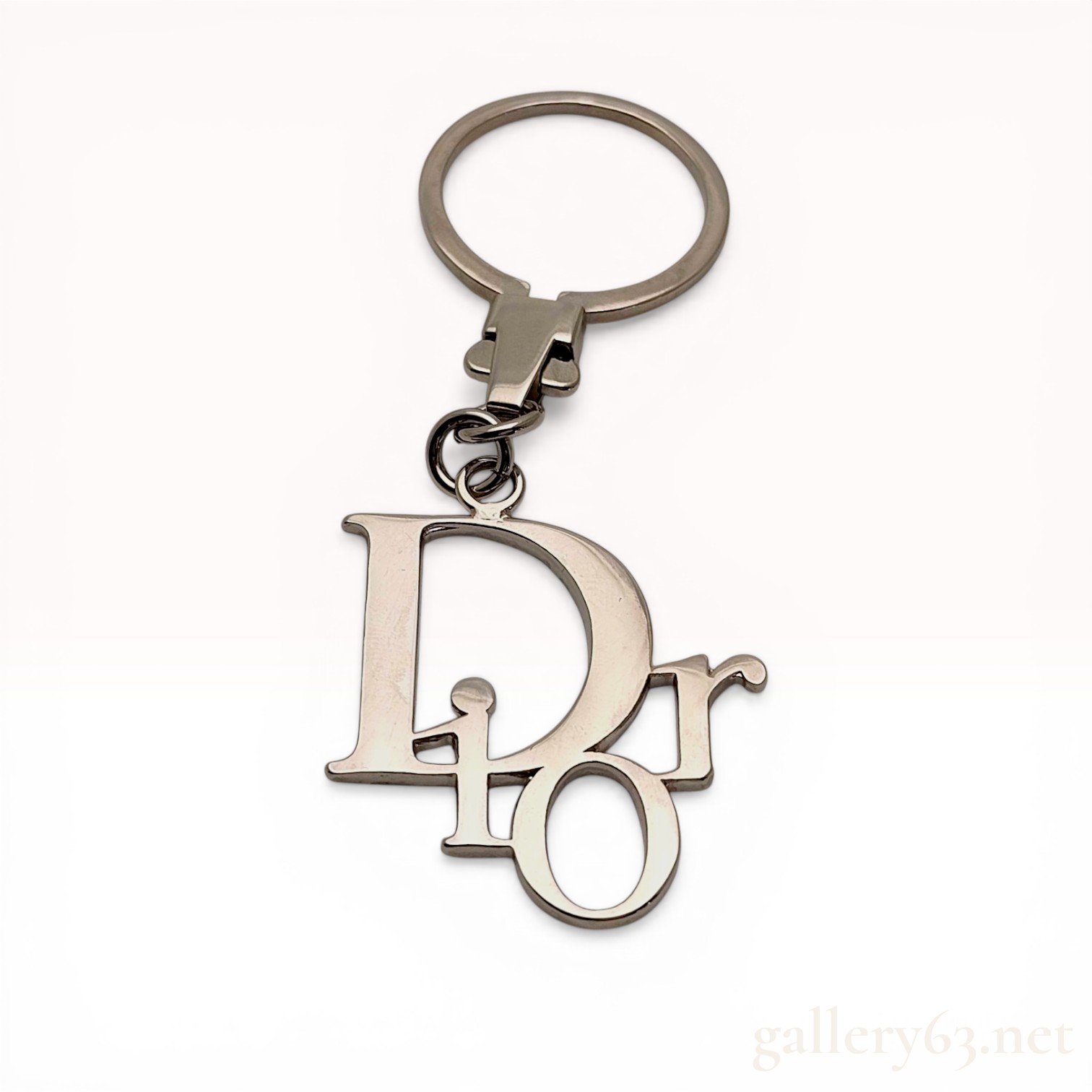 Christian Dior Silver-Tone Logo Keychain with Presentation Box