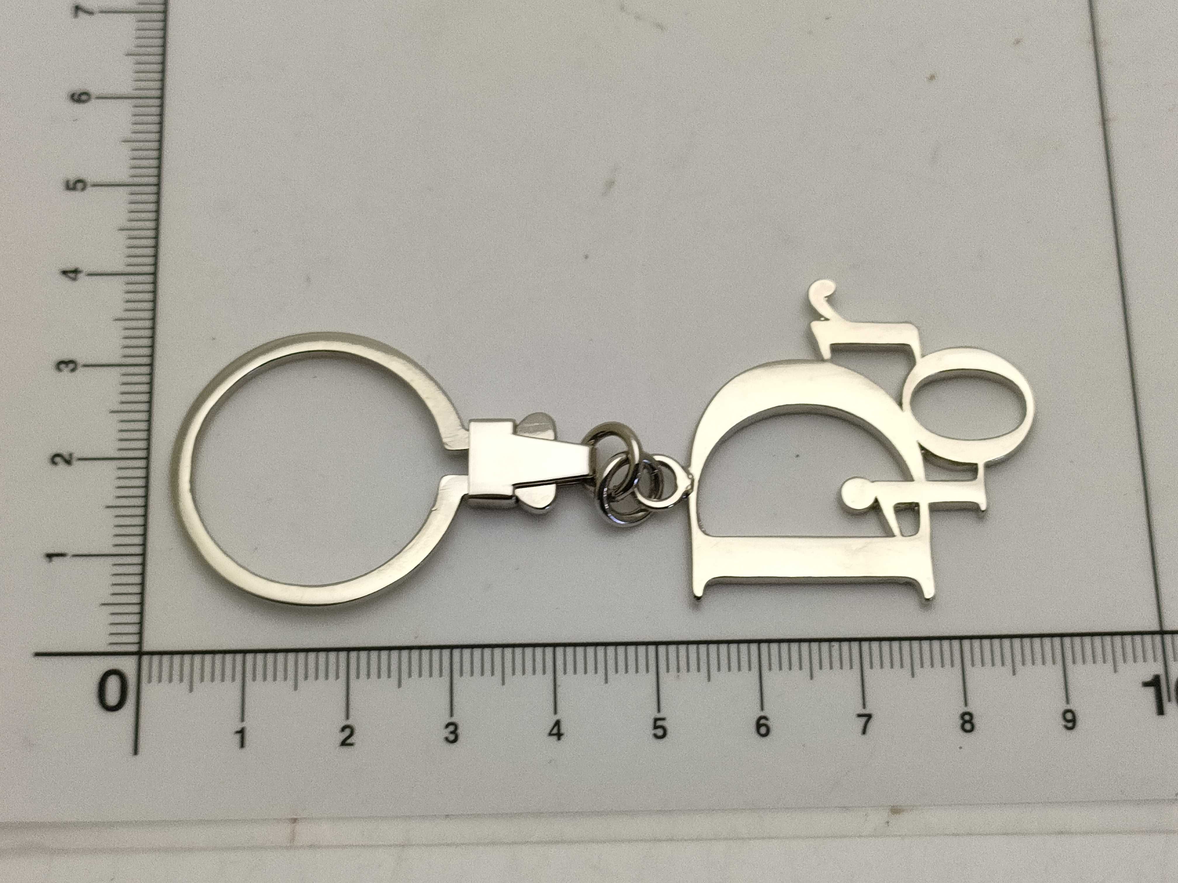 Christian Dior Silver-Tone Logo Keychain with Presentation Box