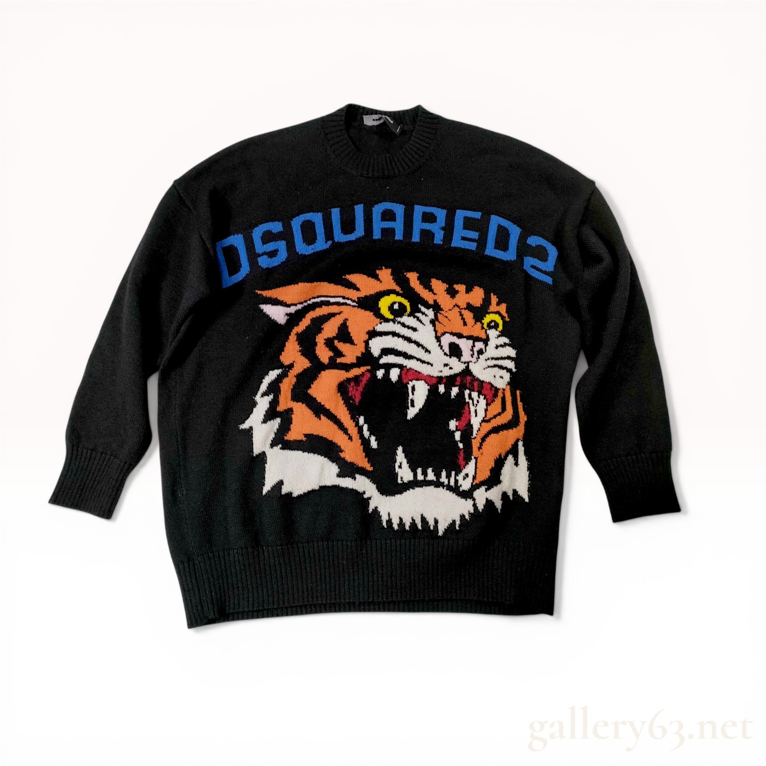 DSquared2 Tiger Intarsia Knit Wool Blend Sweater, Size S