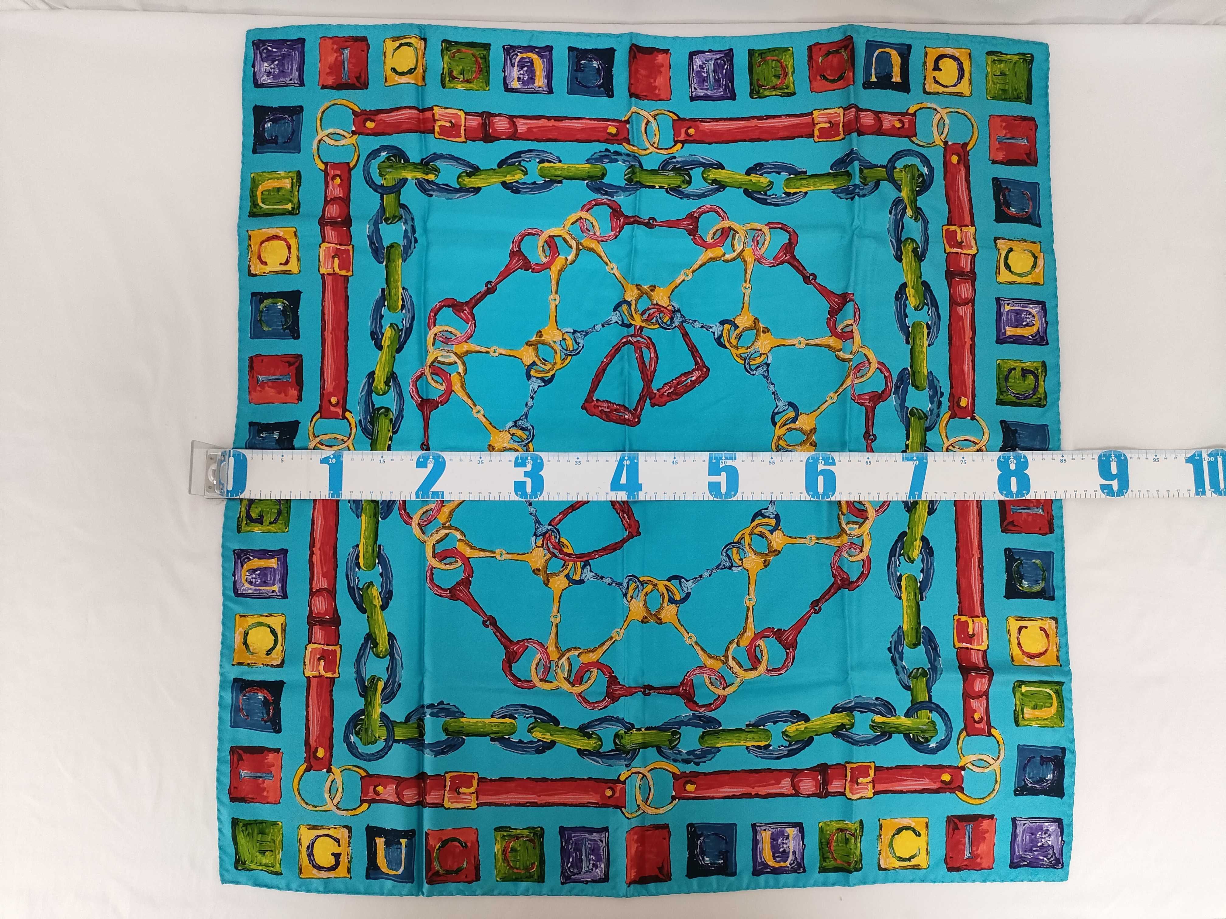 Gucci Vintage Equestrian Motif Silk Scarf