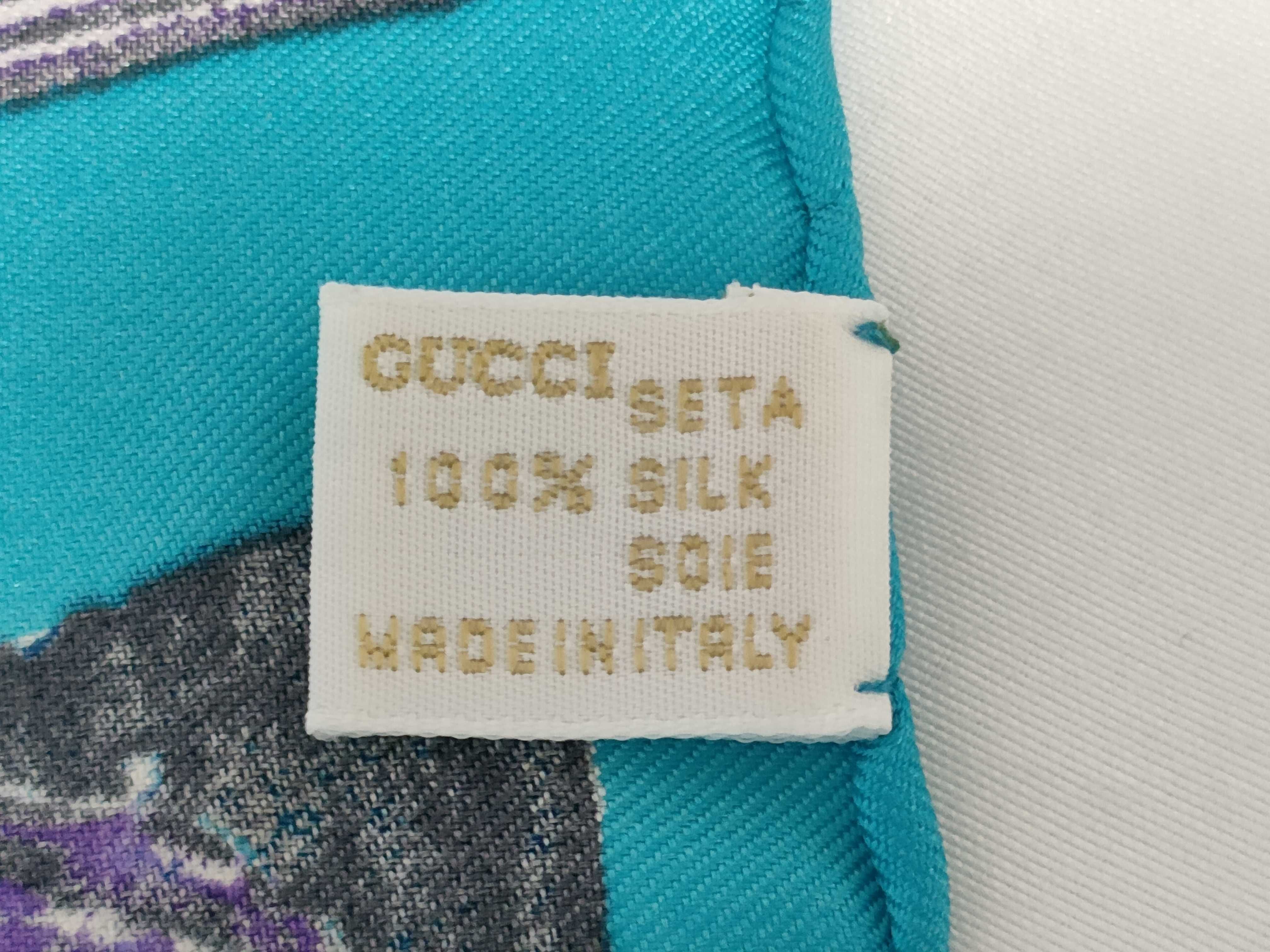 Gucci Vintage Equestrian Motif Silk Scarf