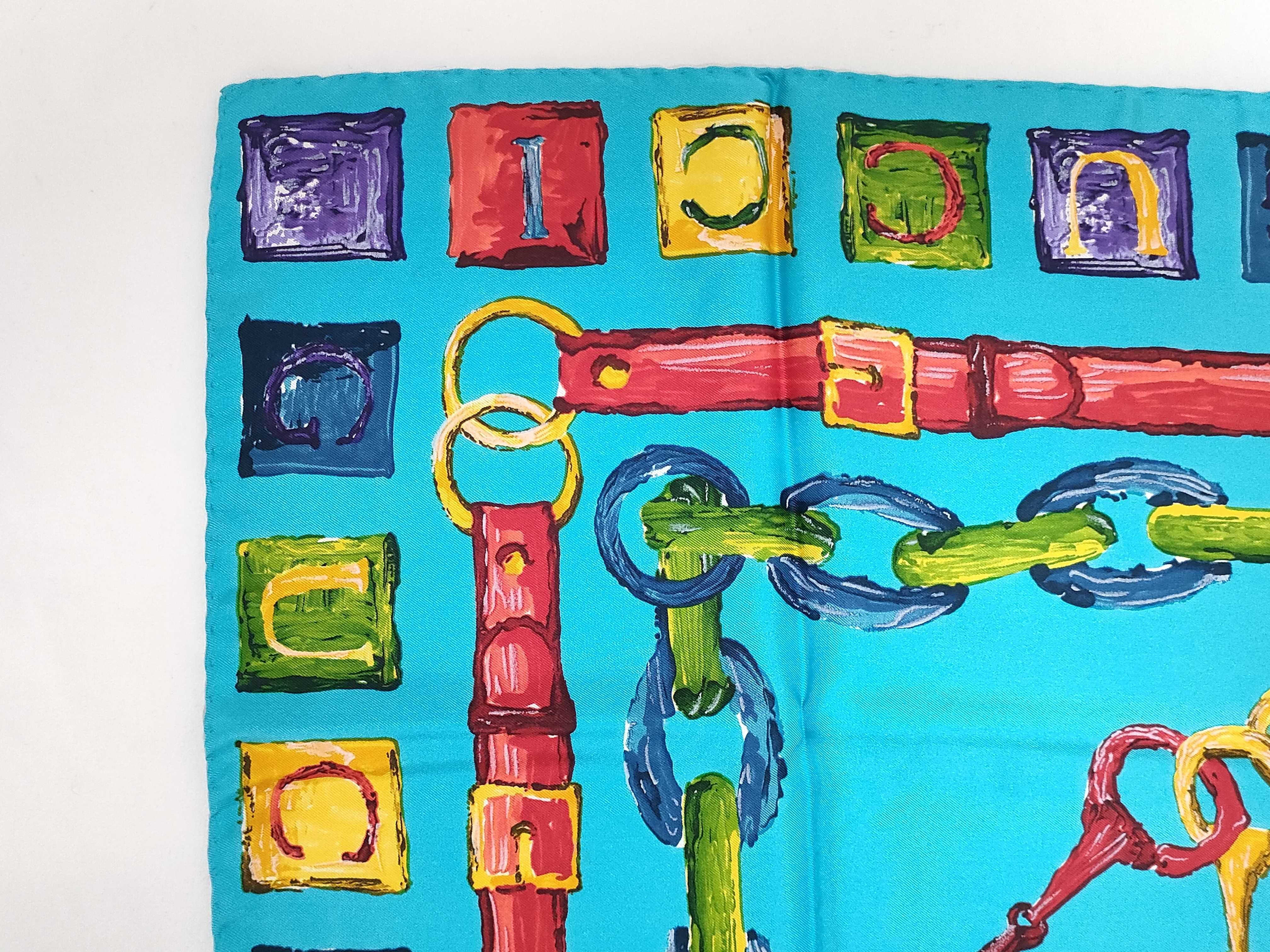 Gucci Vintage Equestrian Motif Silk Scarf